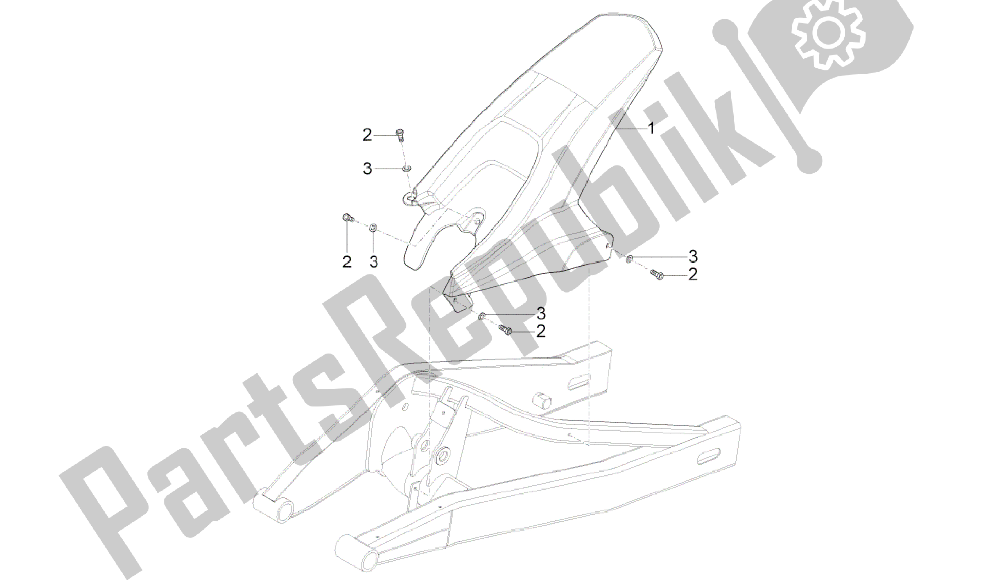 All parts for the Rear Mudguard of the Aprilia RS4 125 2011 - 2013