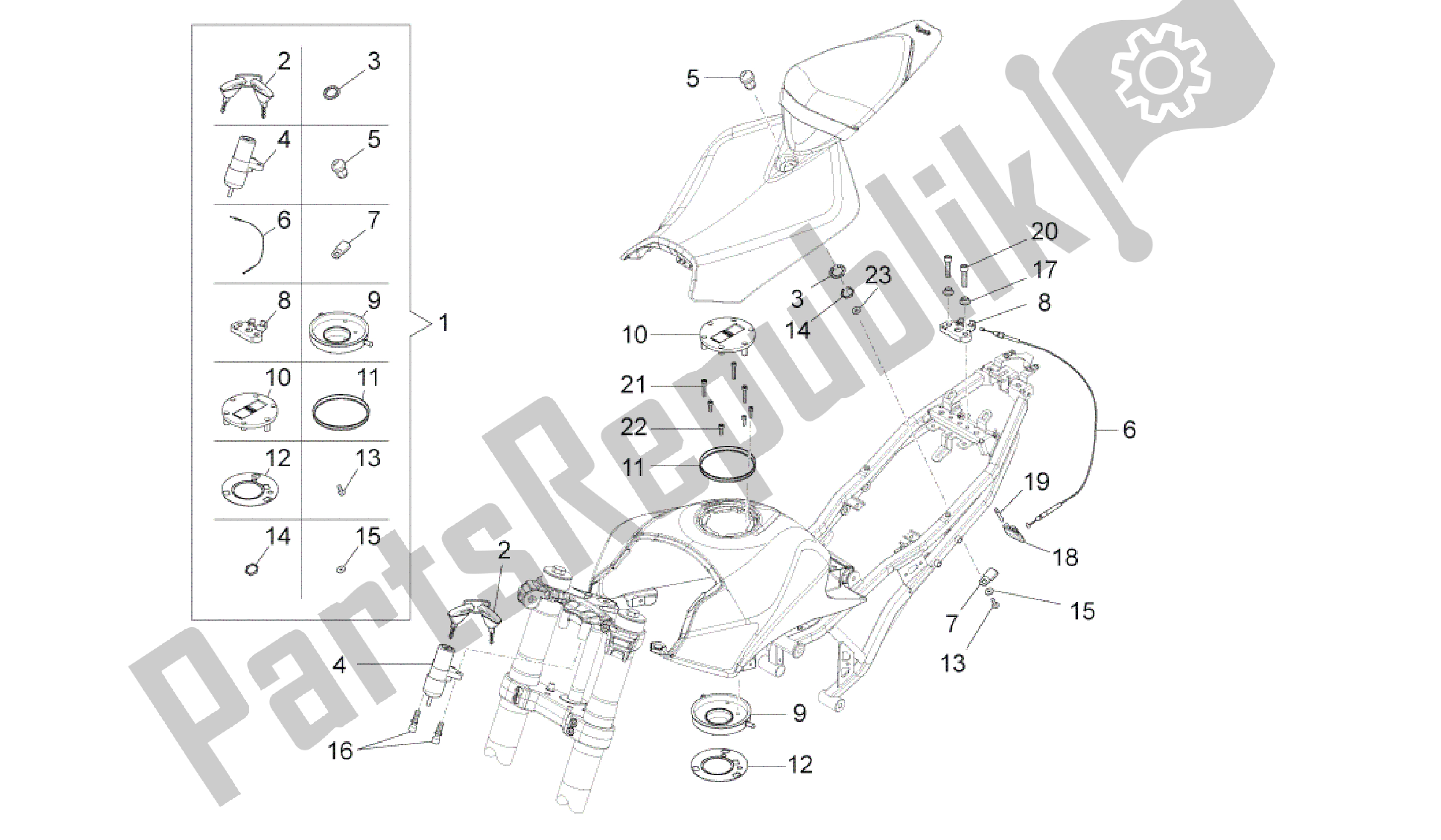 Wszystkie części do Zamki Aprilia RS4 125 2011 - 2013