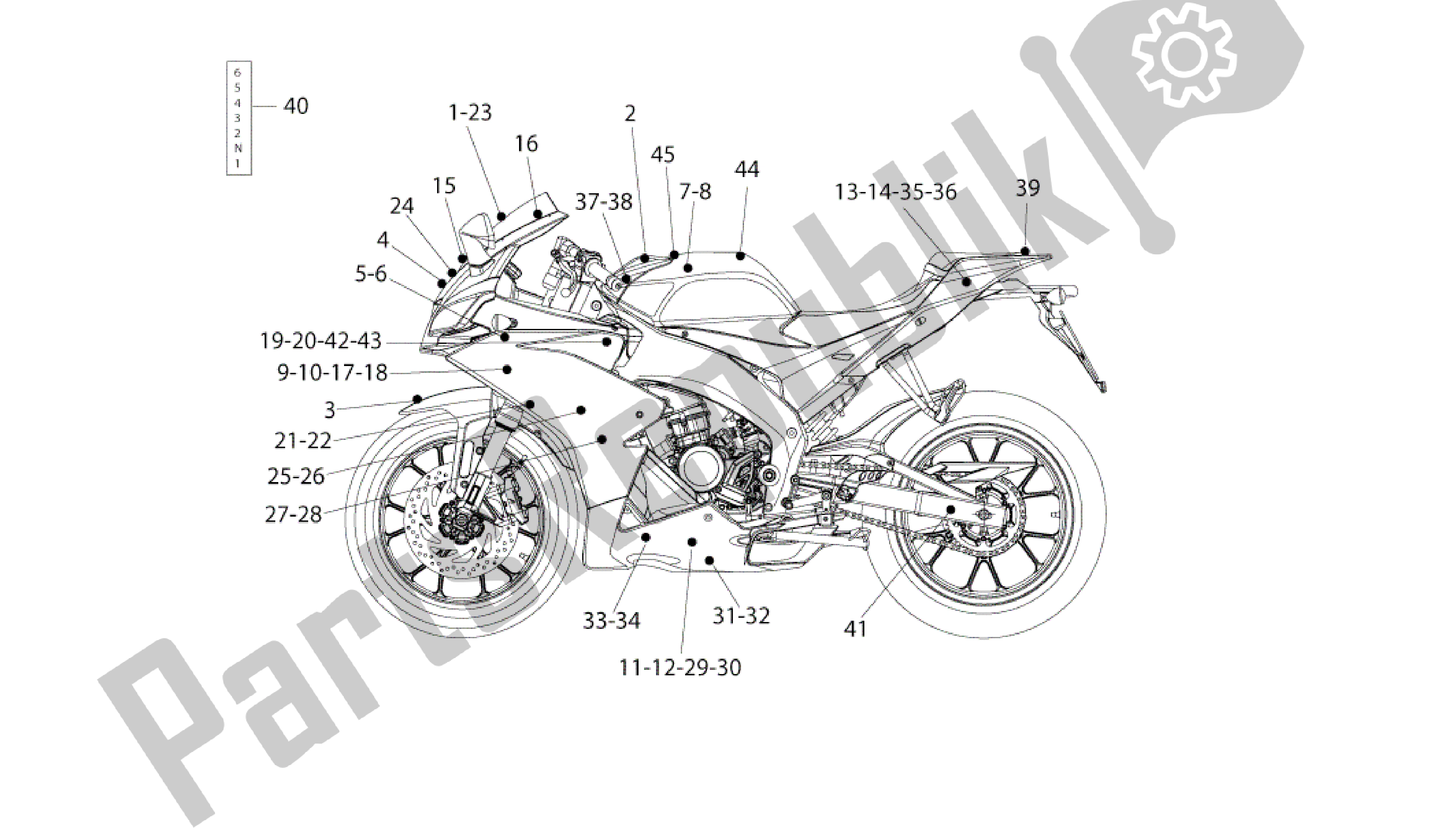 Wszystkie części do Kalkomania Aprilia RS4 125 2011 - 2013