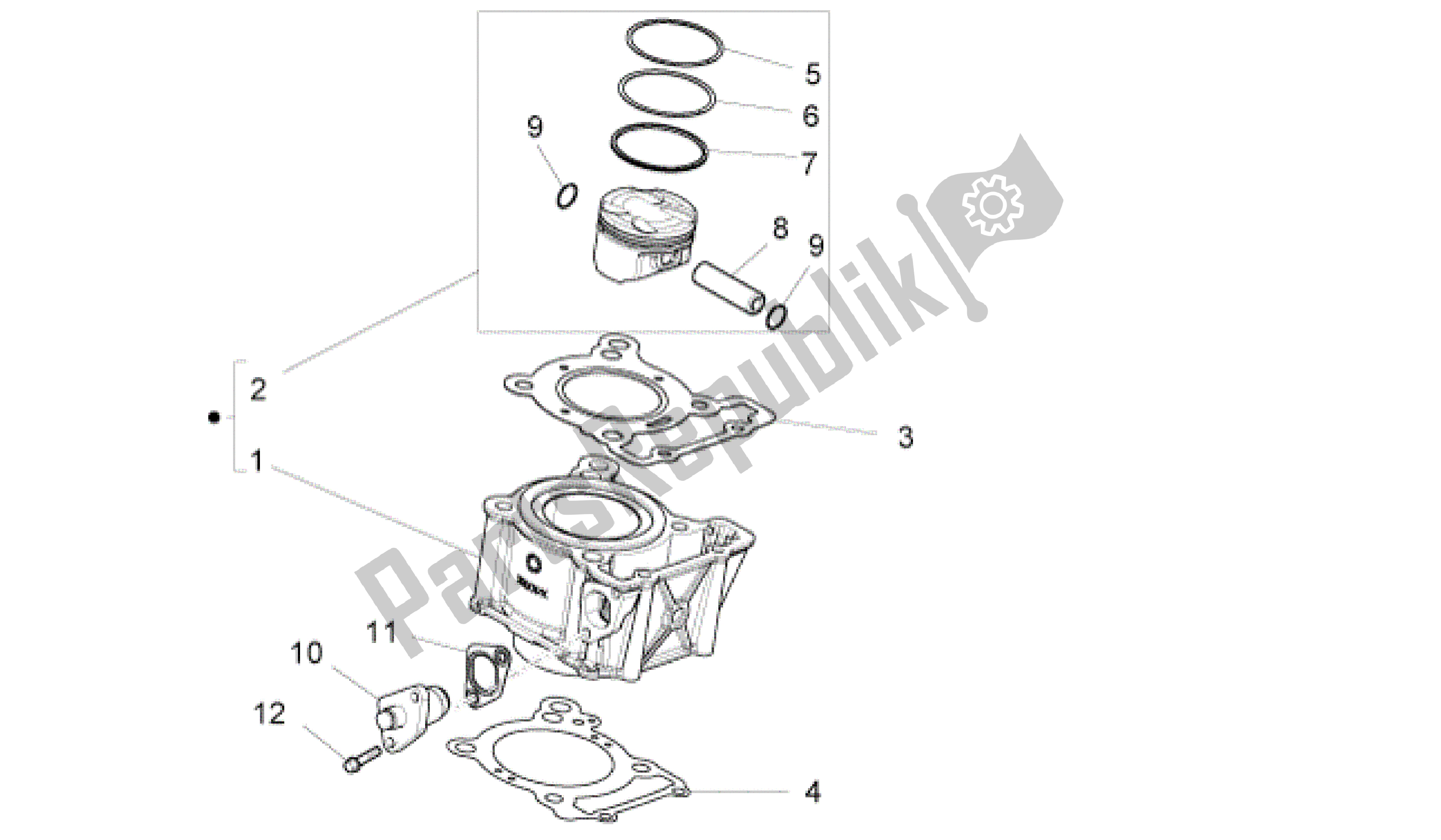 Todas las partes para Cilindro - Pistón de Aprilia RS4 125 2011 - 2013