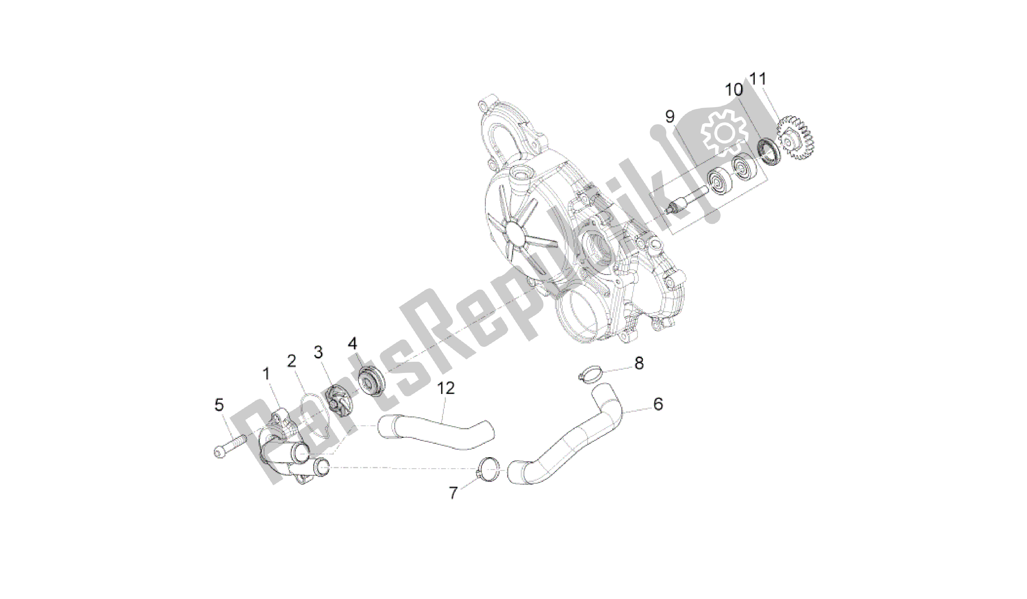 All parts for the Water Pump of the Aprilia RS4 125 2011 - 2013