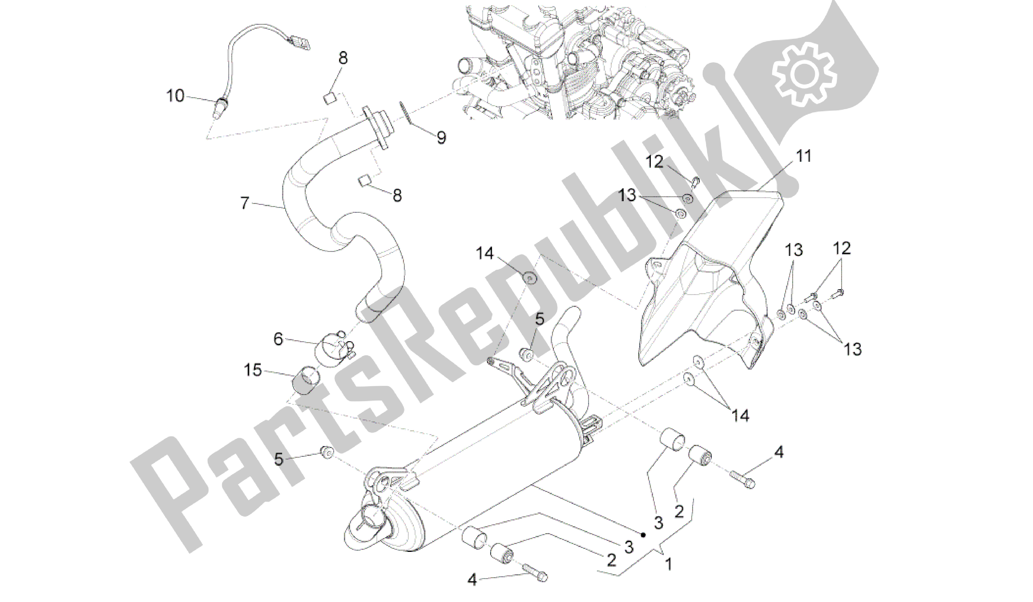 Alle onderdelen voor de Uitlaat van de Aprilia RS4 125 2011 - 2013