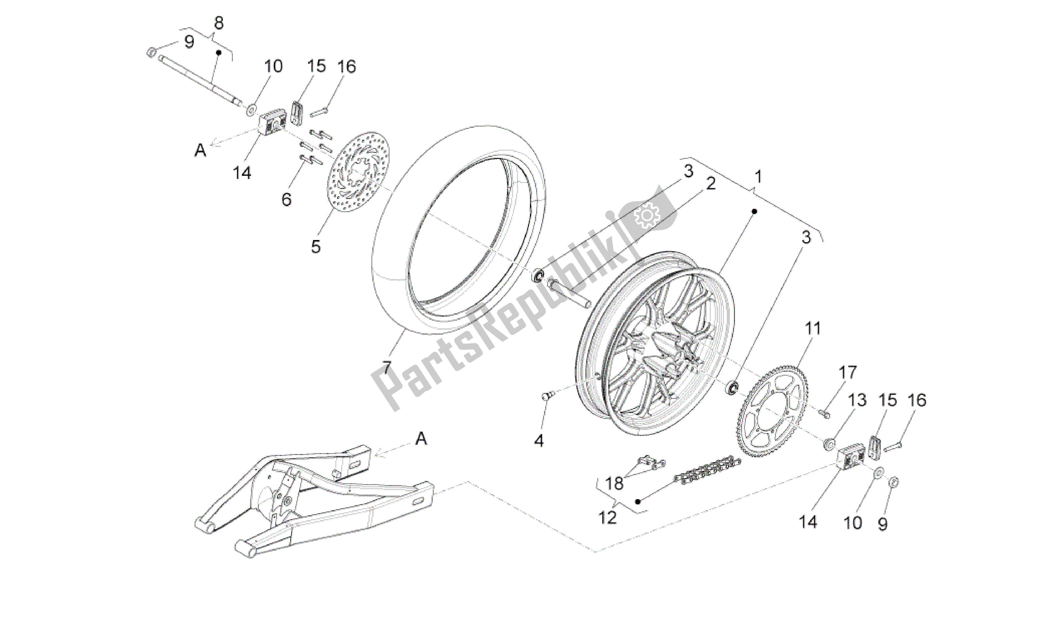 Alle Teile für das Hinterrad des Aprilia RS4 125 2011 - 2013