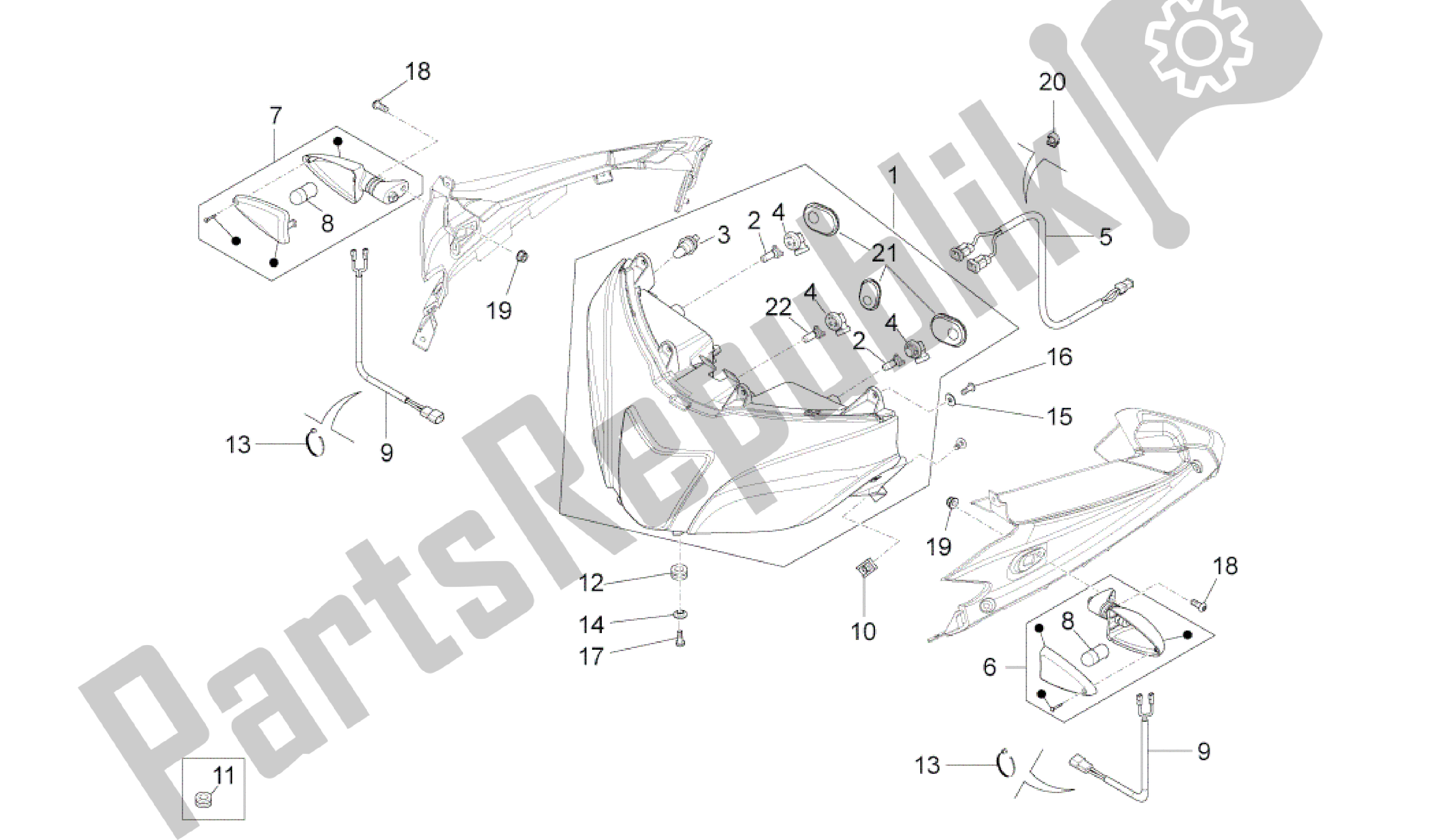Alle onderdelen voor de Voorlichten van de Aprilia RS4 125 2011 - 2013