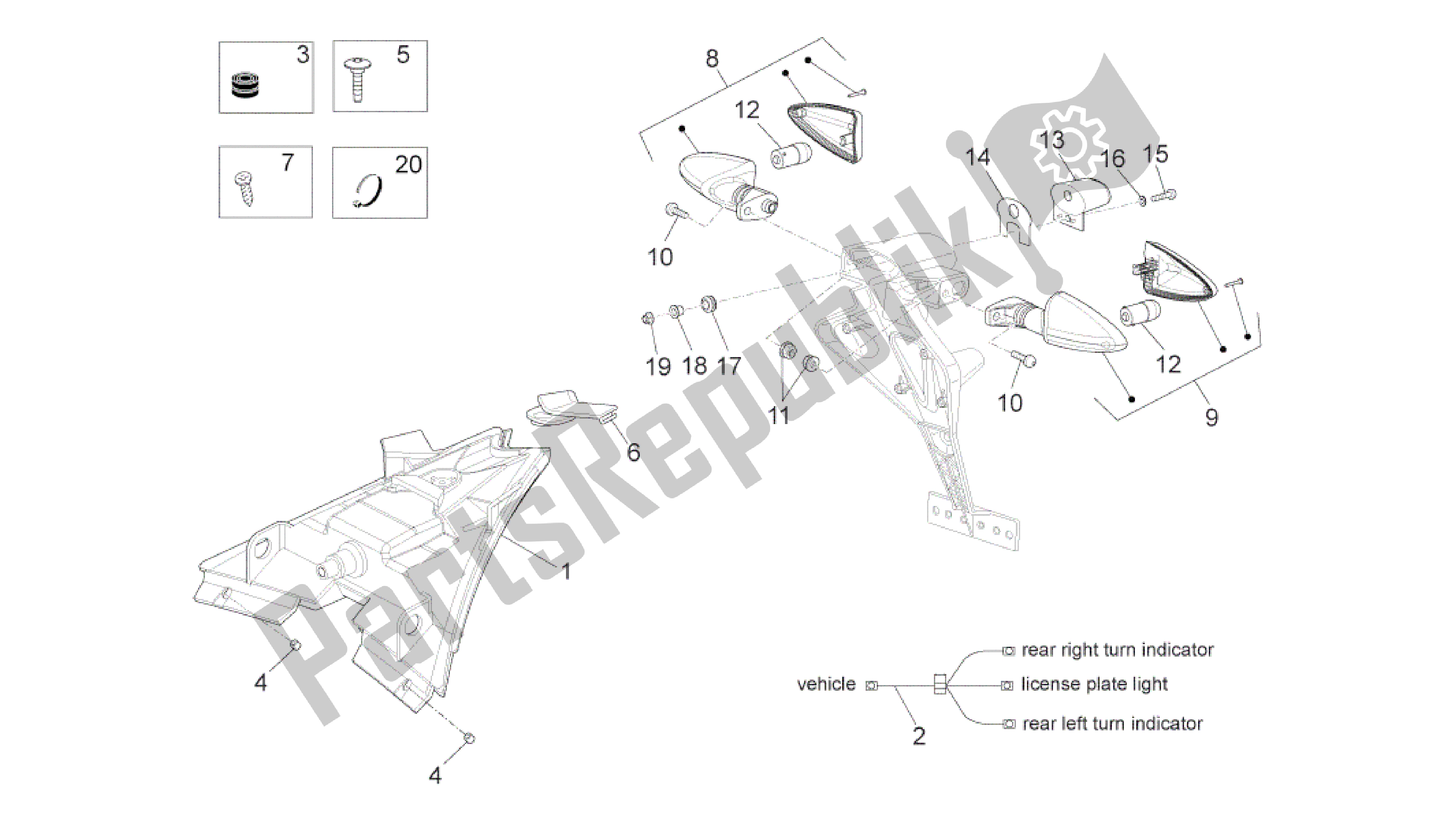 Todas as partes de Luzes Traseiras do Aprilia RS4 125 2011 - 2013