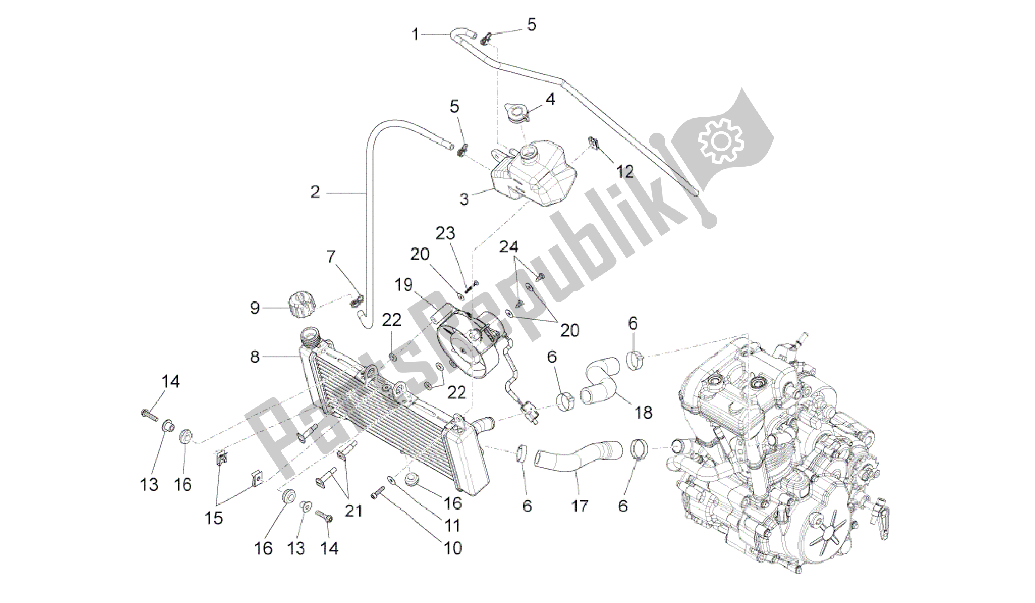 All parts for the Cooling System of the Aprilia RS4 125 2011 - 2013