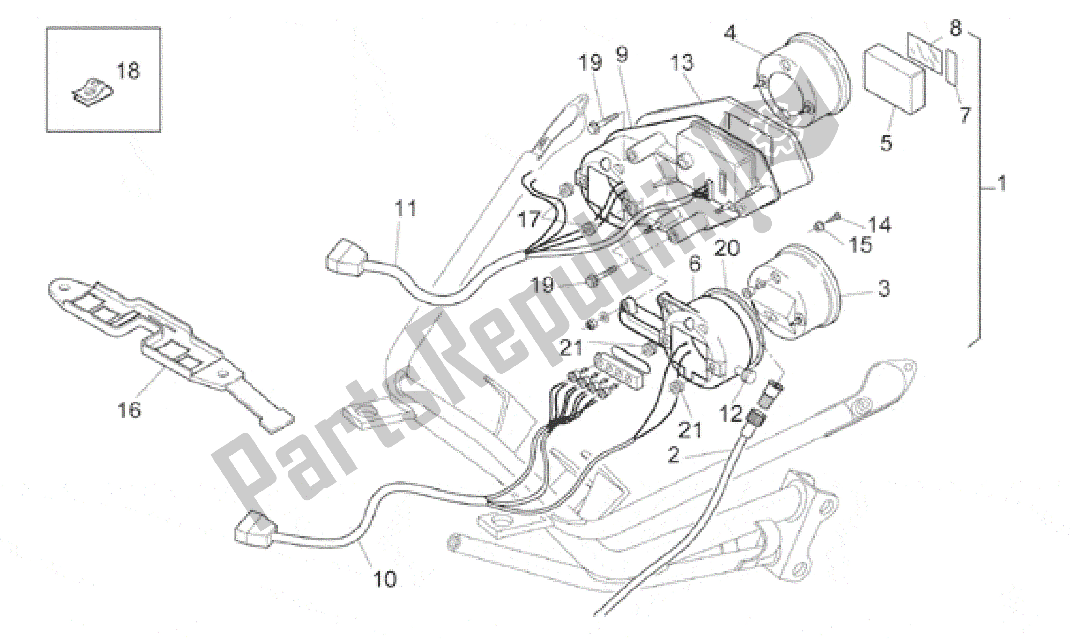 All parts for the Dashboard of the Aprilia RS 250 1995 - 1997