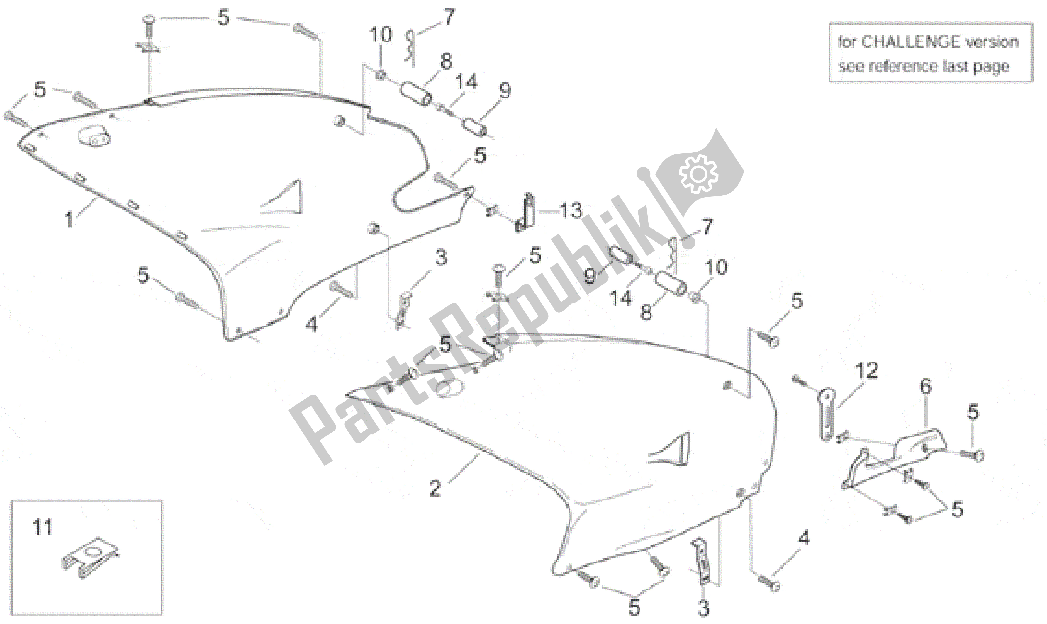 Tutte le parti per il Corpo Centrale del Aprilia RS 250 1998 - 2001