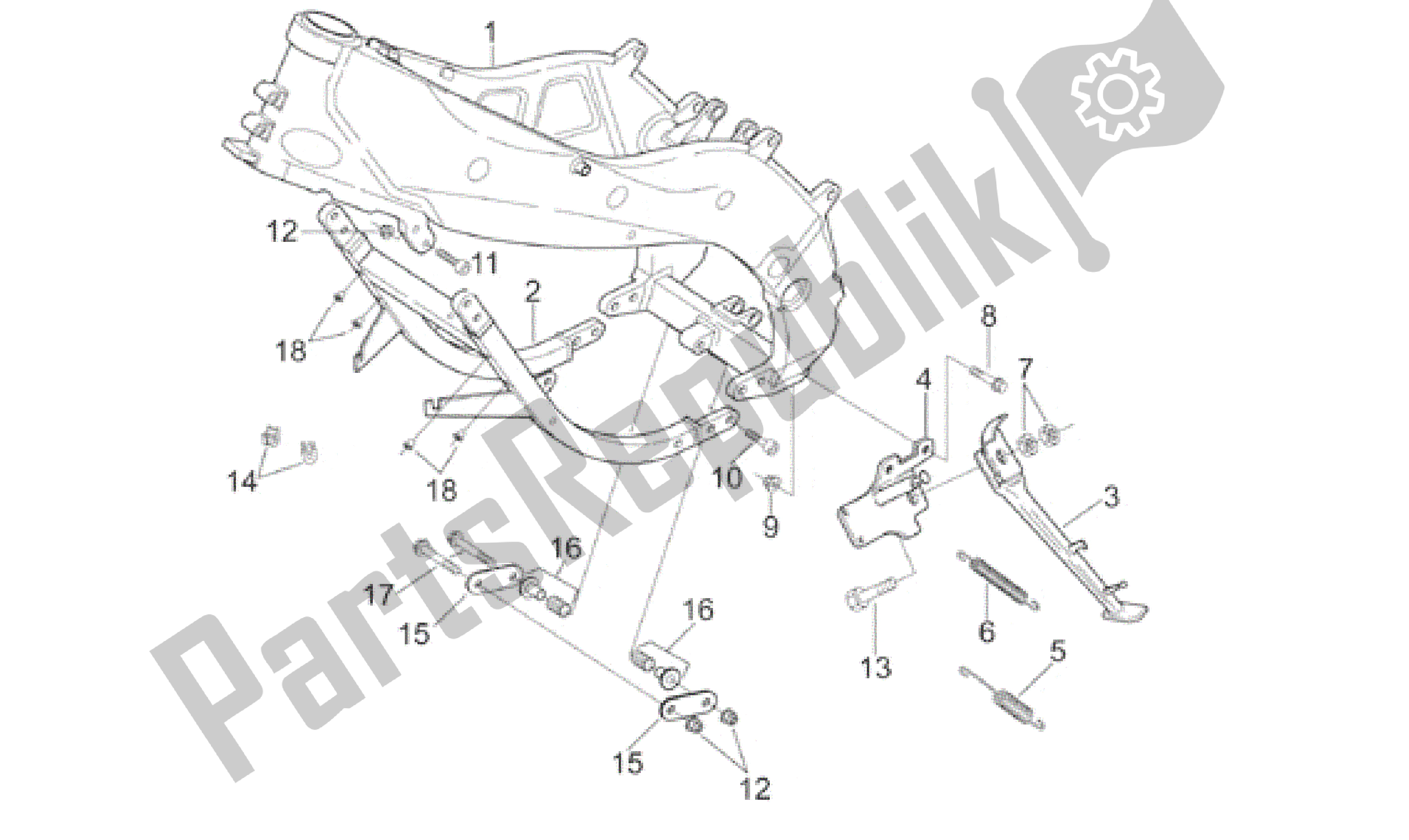 Alle onderdelen voor de Kader van de Aprilia RS 250 1998 - 2001