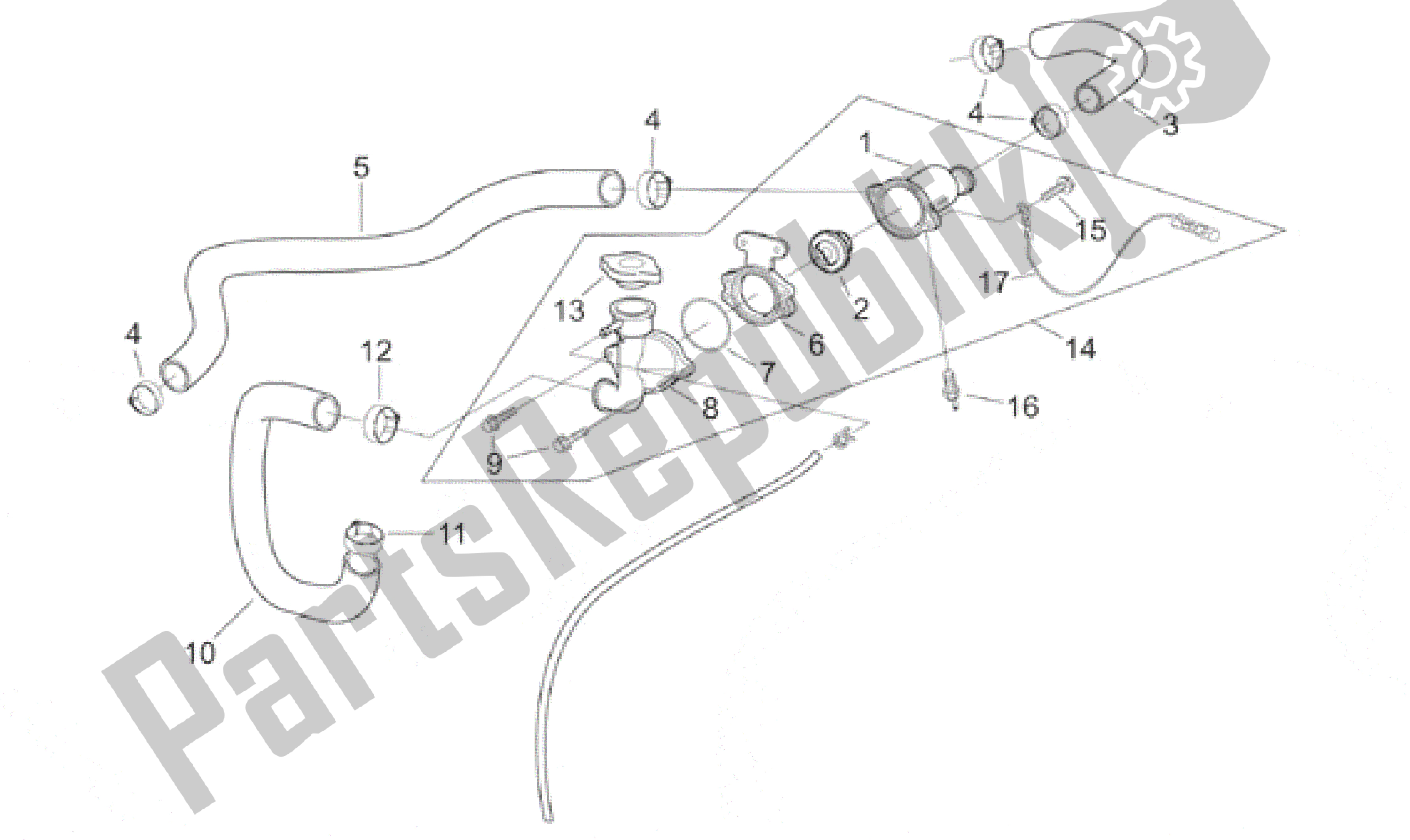 All parts for the Thermostat of the Aprilia RS 250 1998 - 2001