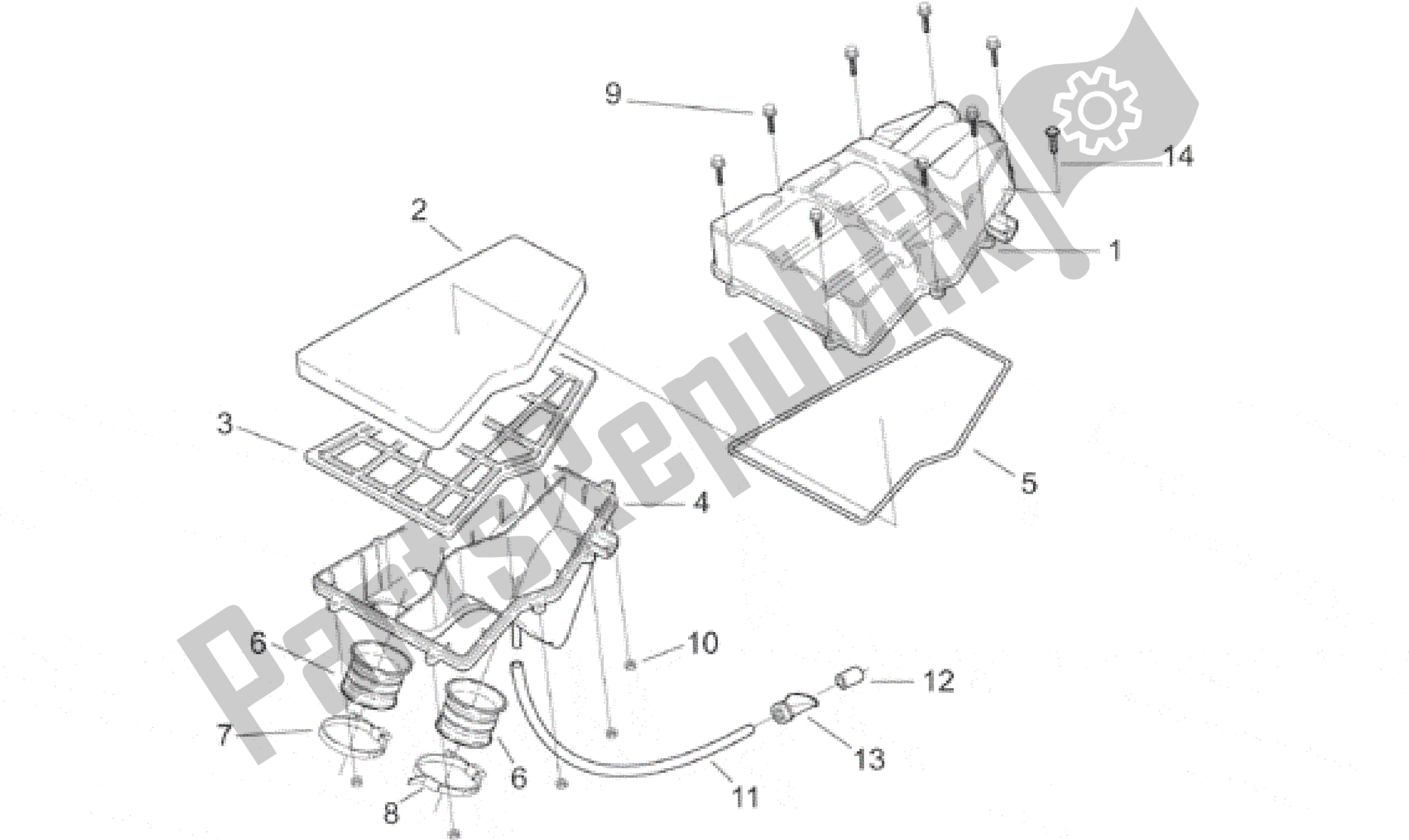 All parts for the Air Box of the Aprilia RS 250 1998 - 2001