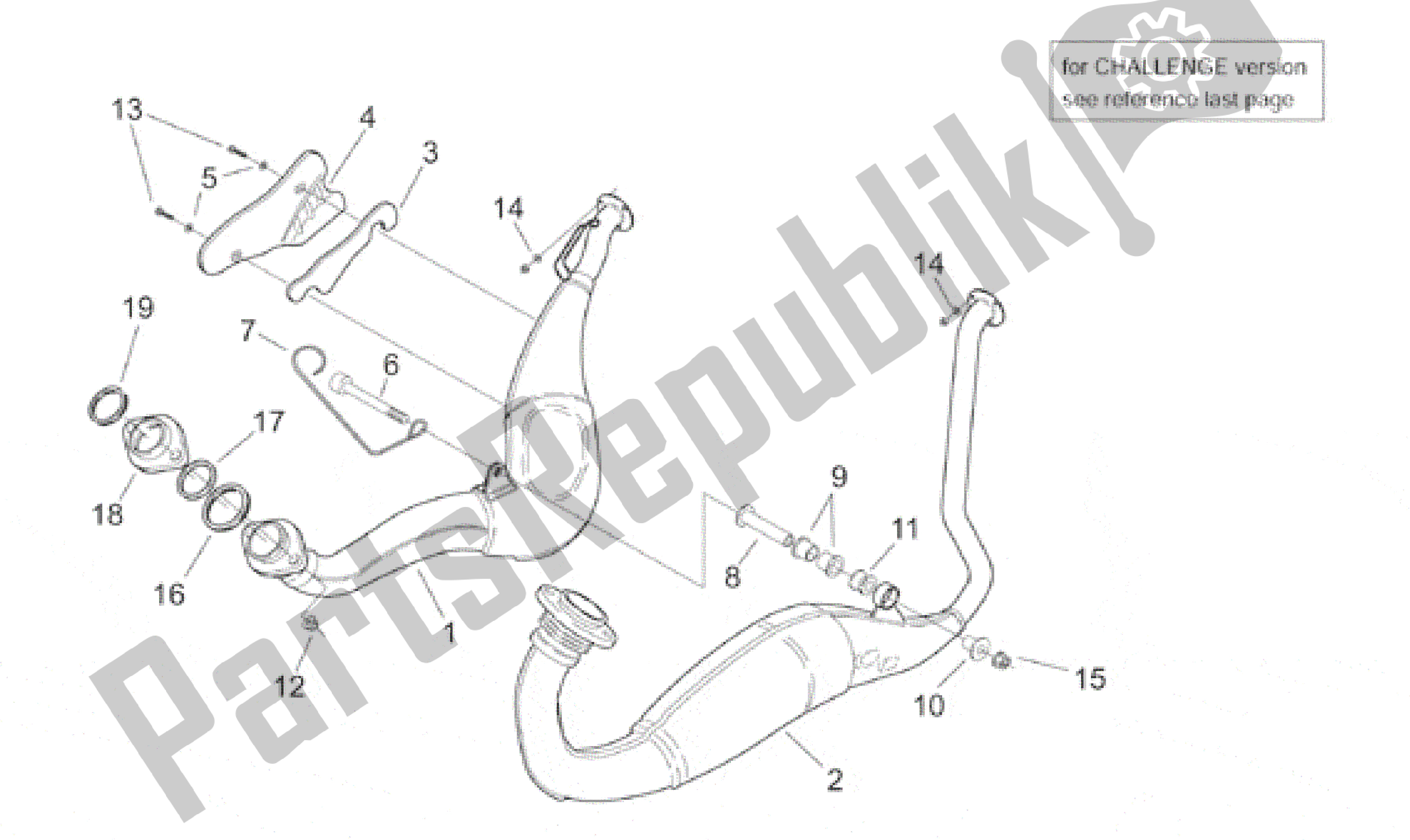 All parts for the Exhaust Unit I of the Aprilia RS 250 1998 - 2001