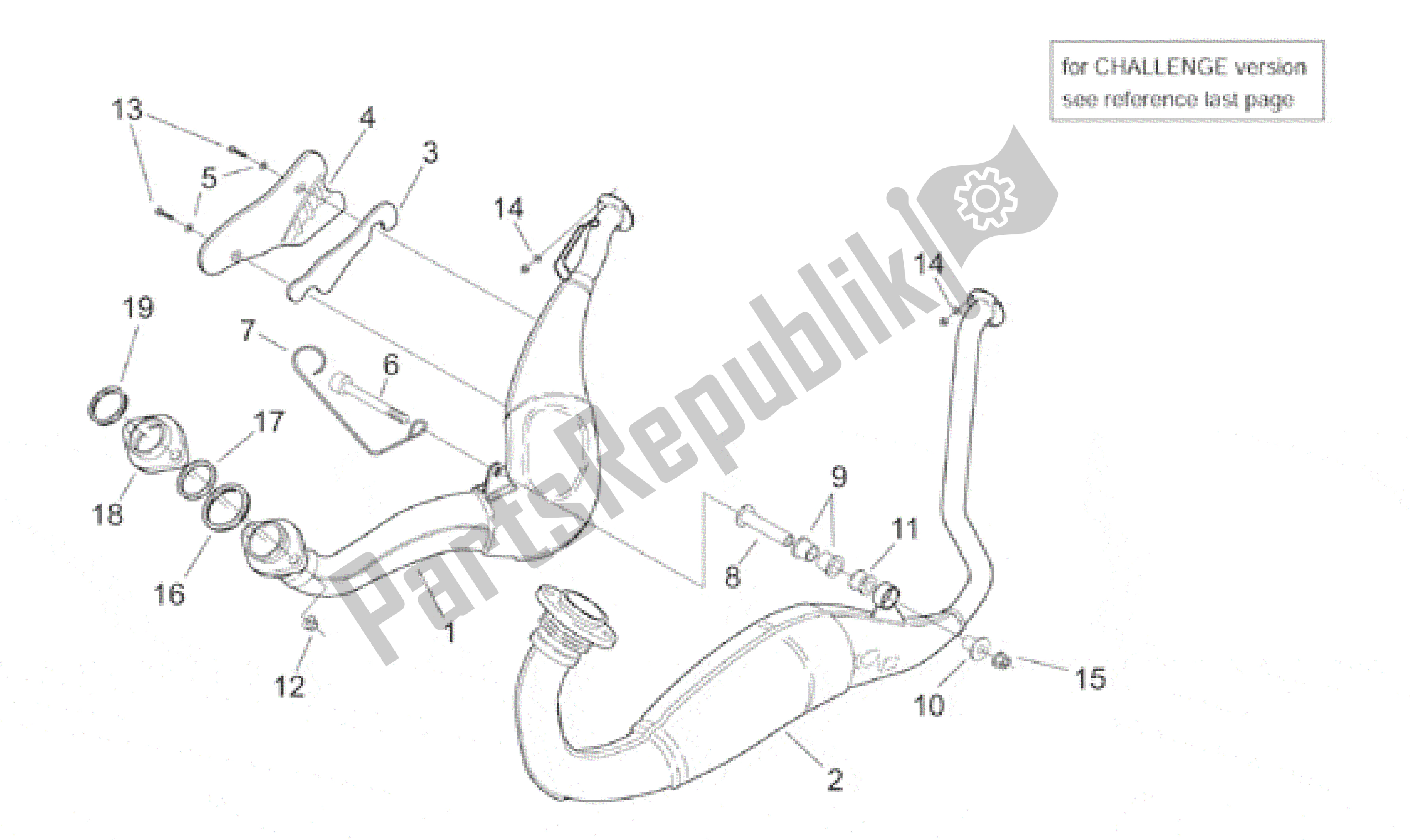 Todas as partes de Unidade De Exaustão I do Aprilia RS 250 1998 - 2001