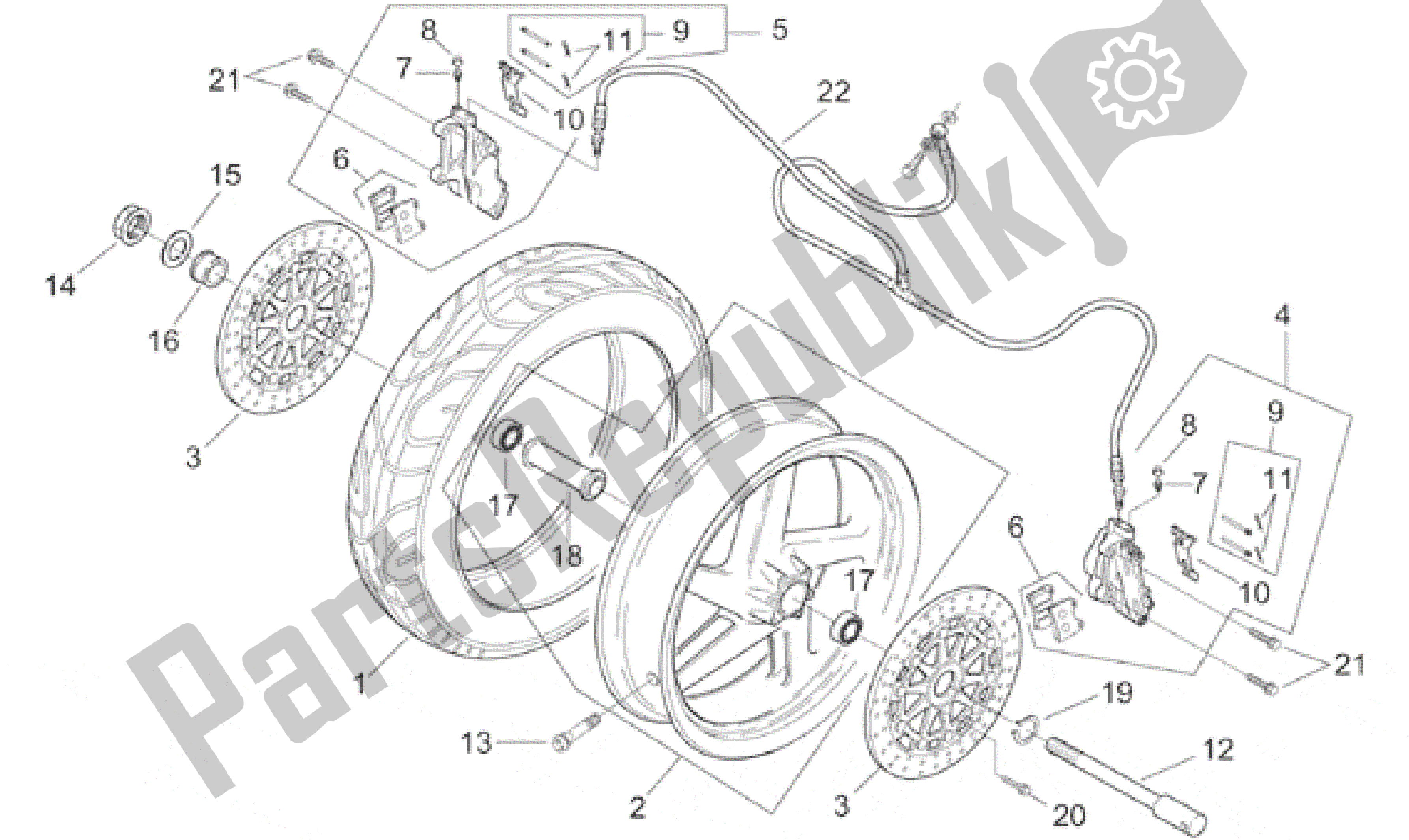 Todas las partes para Rueda Delantera de Aprilia RS 250 1998 - 2001