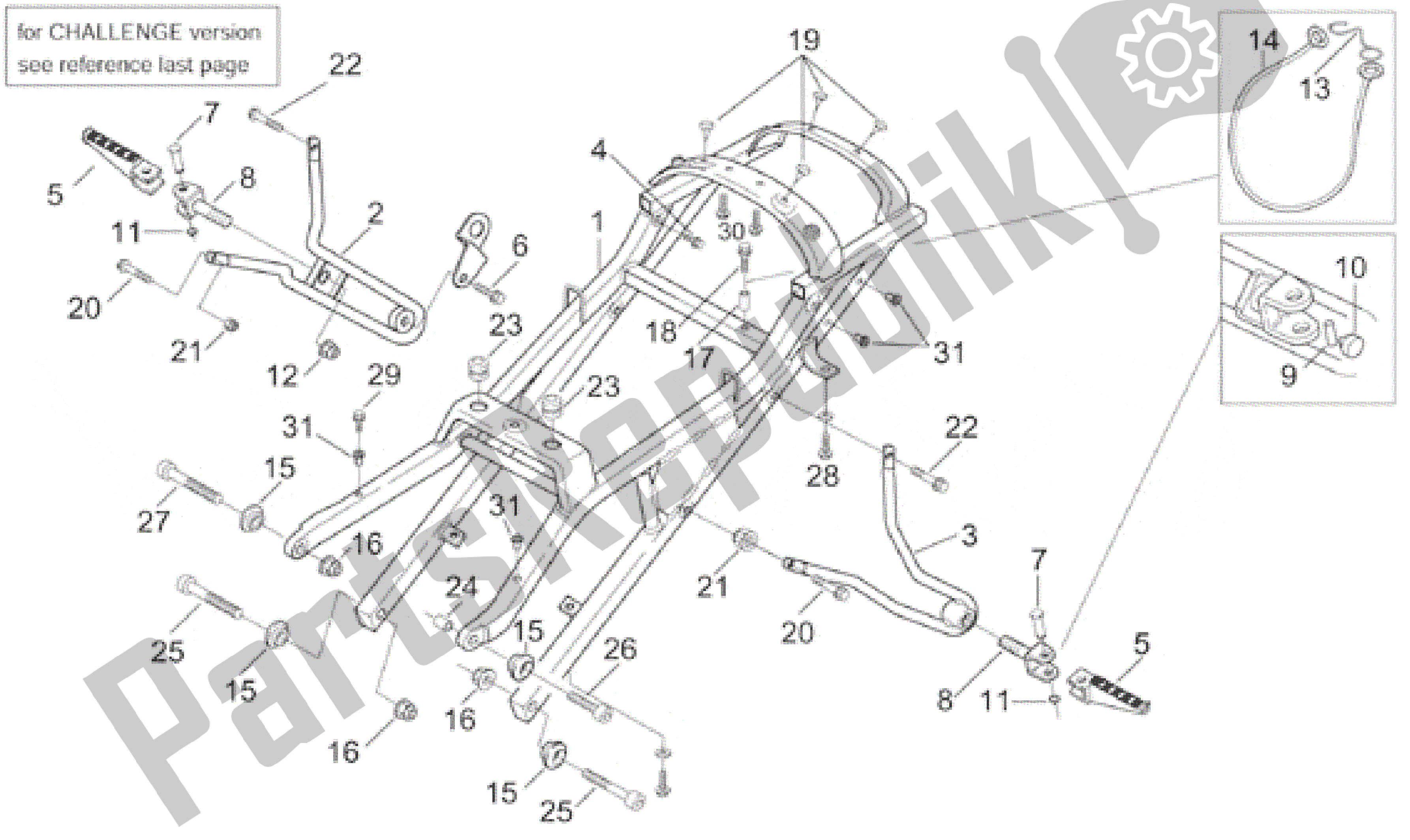 Toutes les pièces pour le Support De Selle - Repose-pieds Arrière du Aprilia RS 250 1998 - 2001