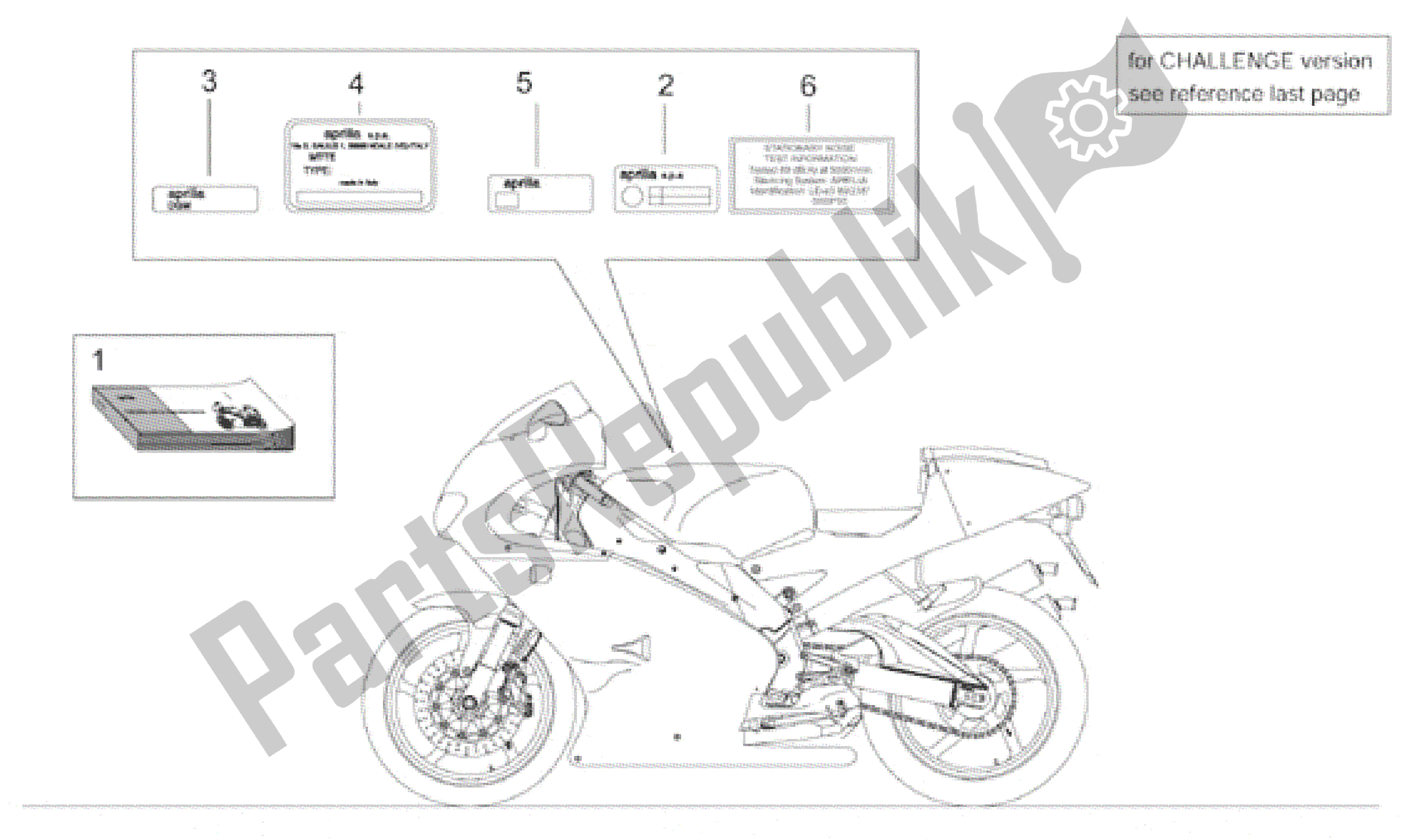 All parts for the Plate Set And Handbooks of the Aprilia RS 250 1998 - 2001