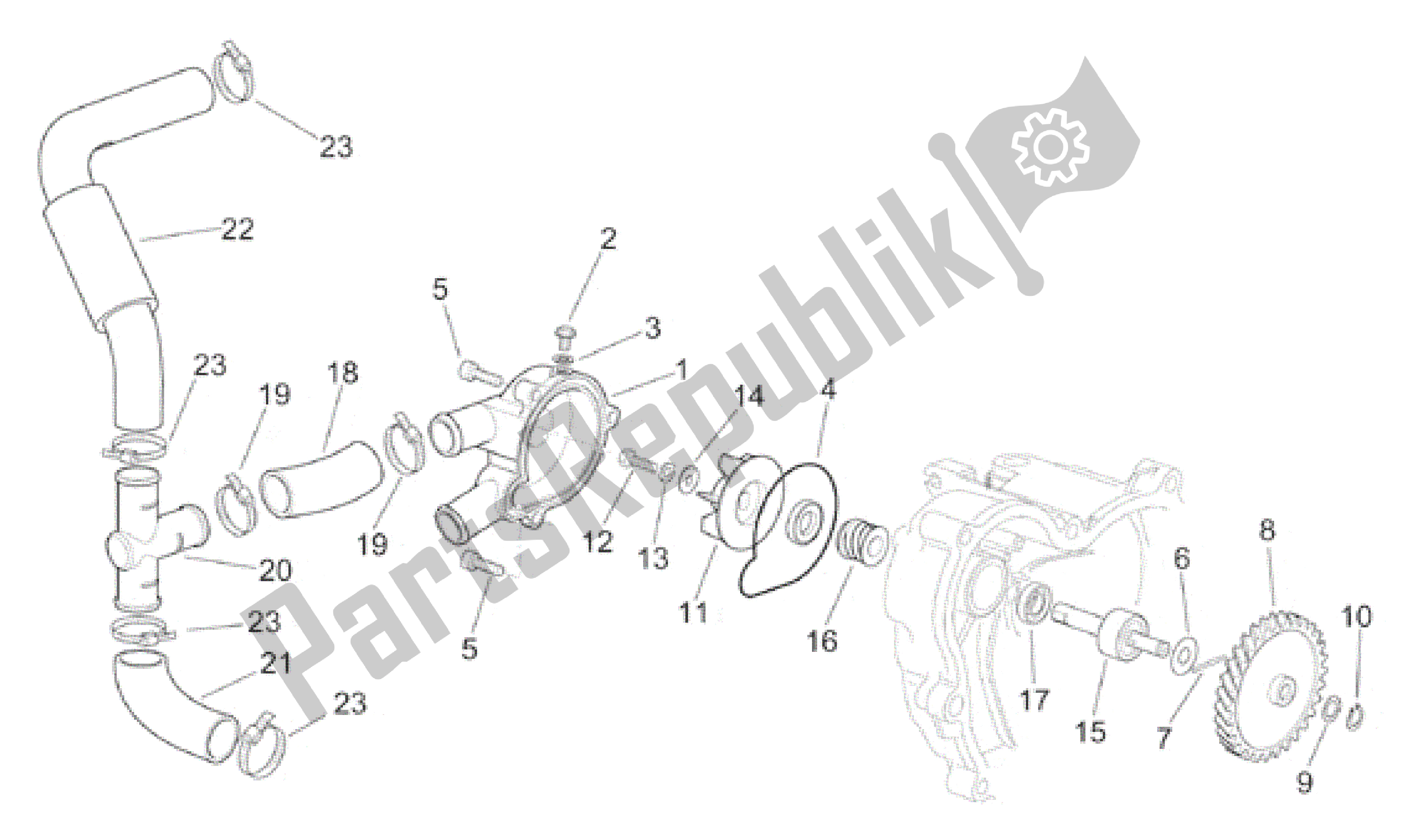 Wszystkie części do Pompa Wodna Aprilia RS 250 1998 - 2001