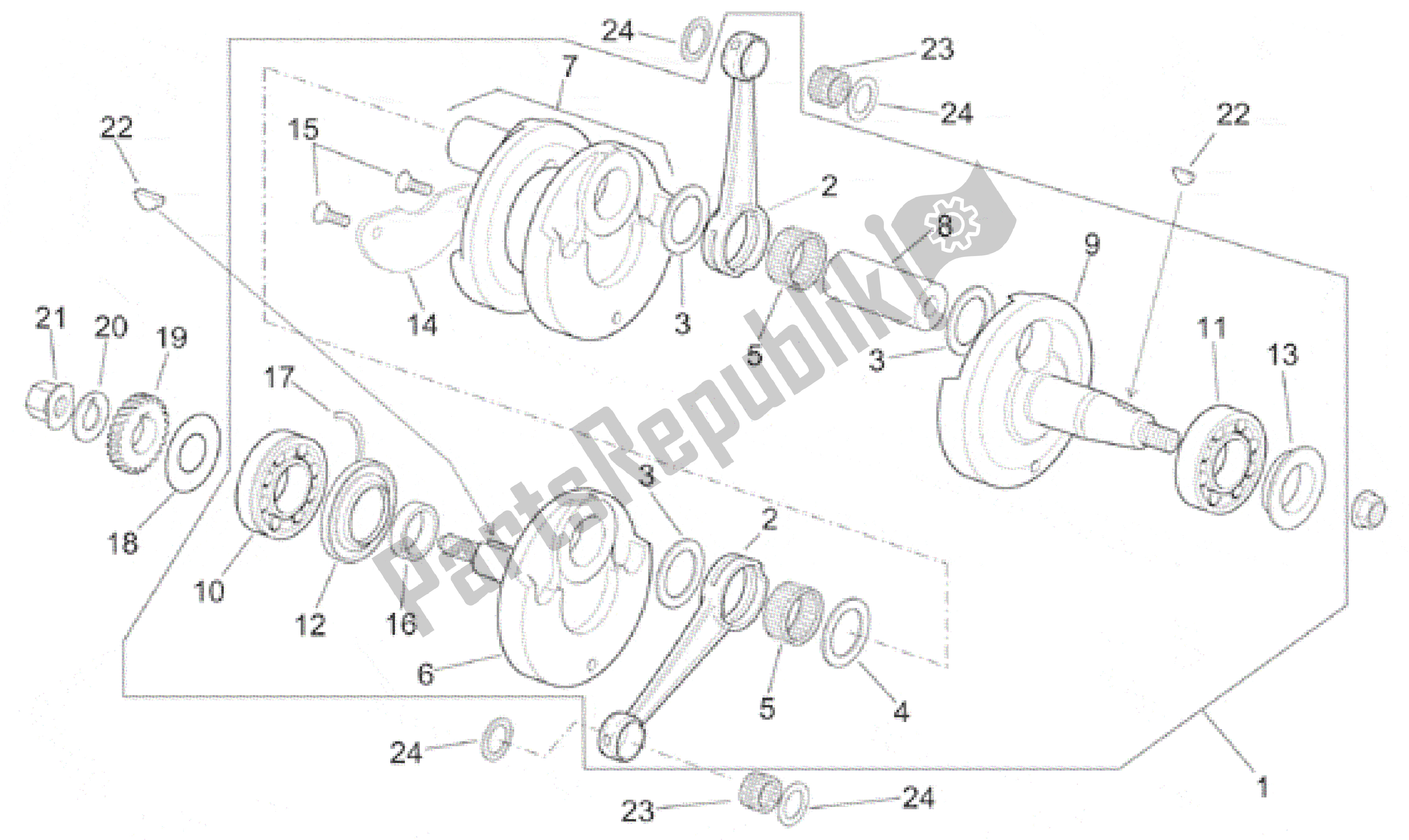 All parts for the Drive Shaft of the Aprilia RS 250 1998 - 2001