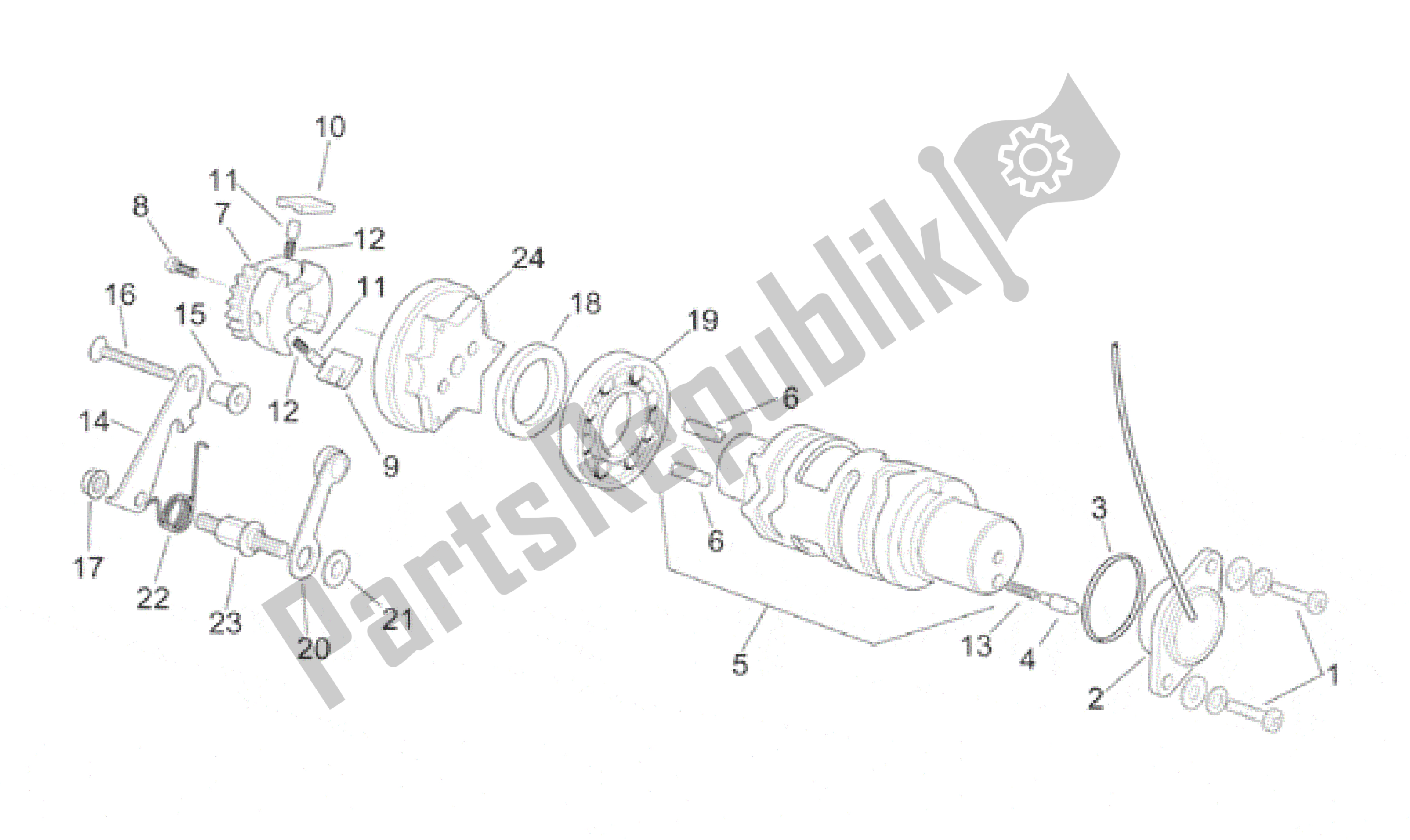 All parts for the Gear Control Assembly Ii of the Aprilia RS 250 1998 - 2001