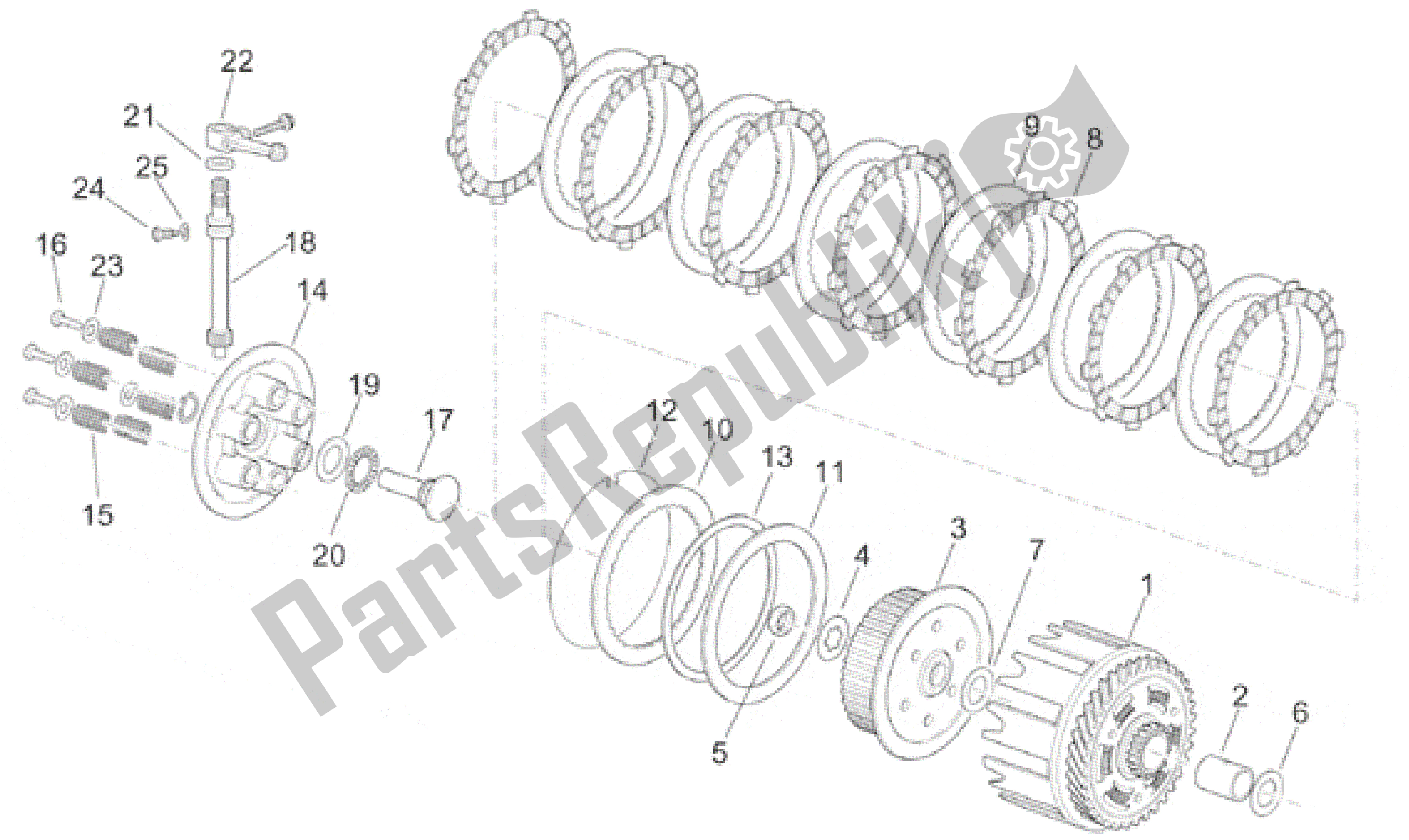 Toutes les pièces pour le Embrayage du Aprilia RS 250 1998 - 2001