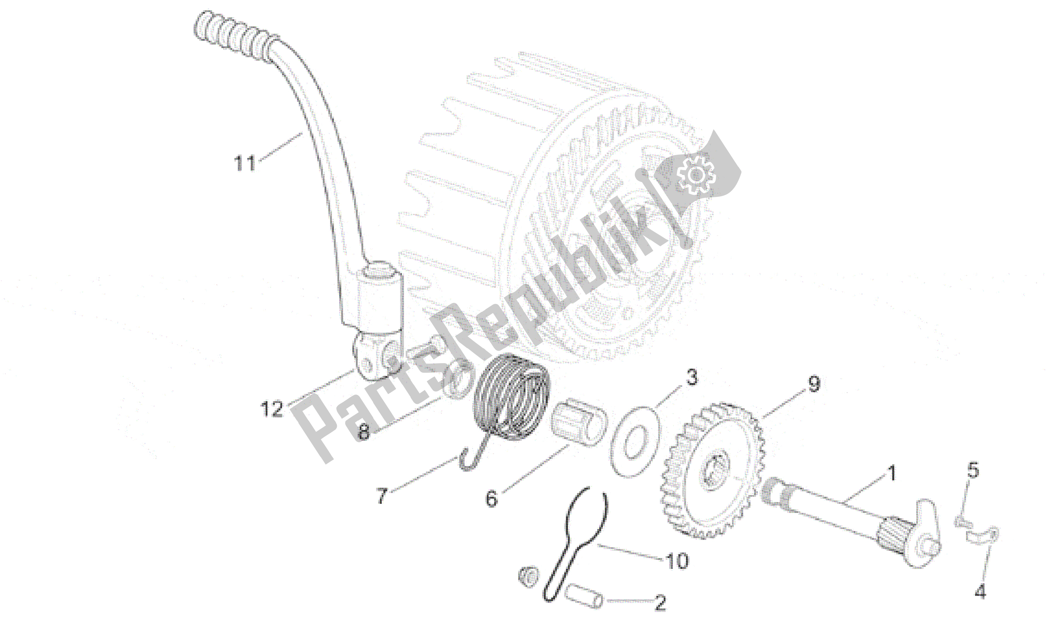 All parts for the Starter Assembly of the Aprilia RS 250 1998 - 2001