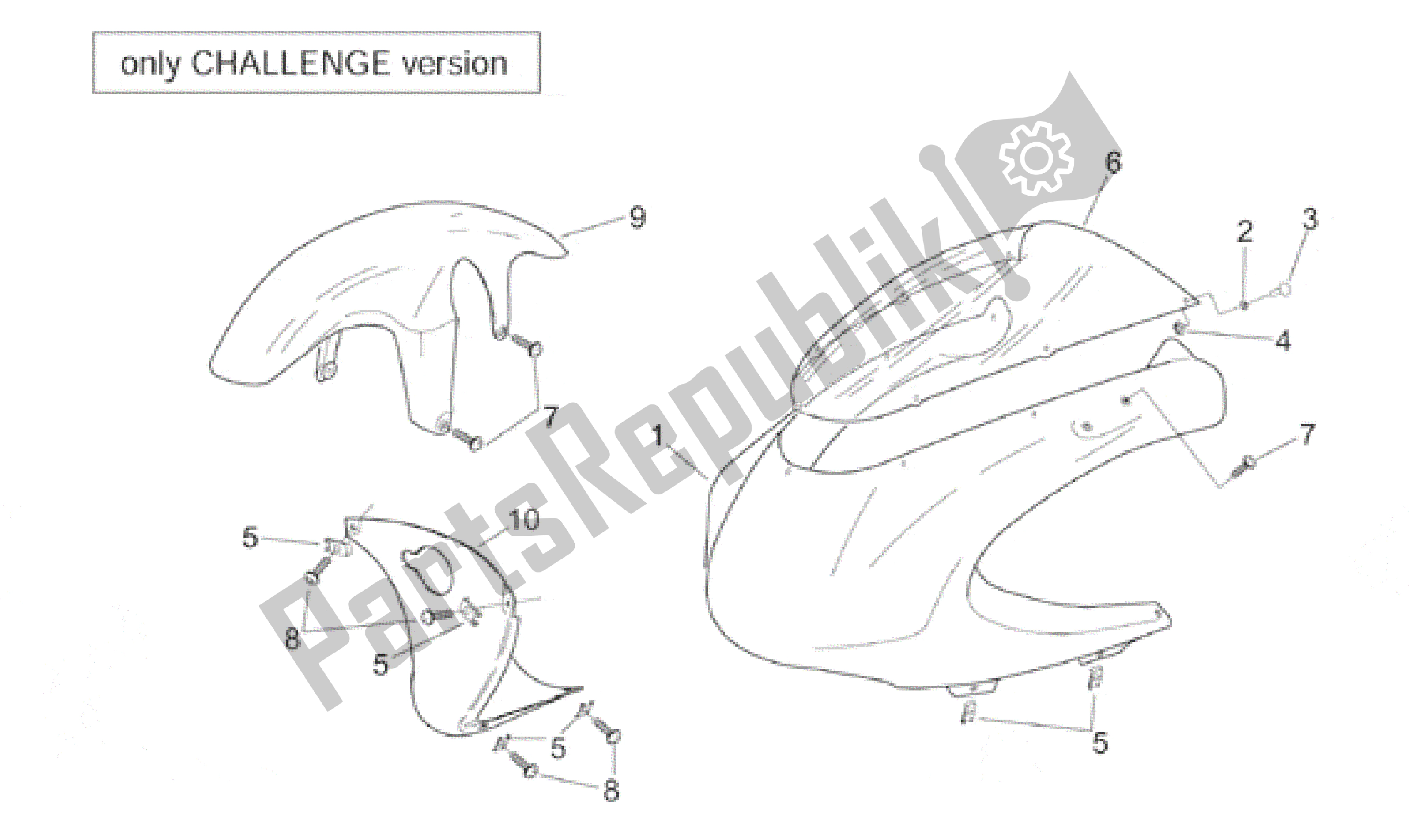 All parts for the Body I - Challenge Version of the Aprilia RS 250 1998 - 2001