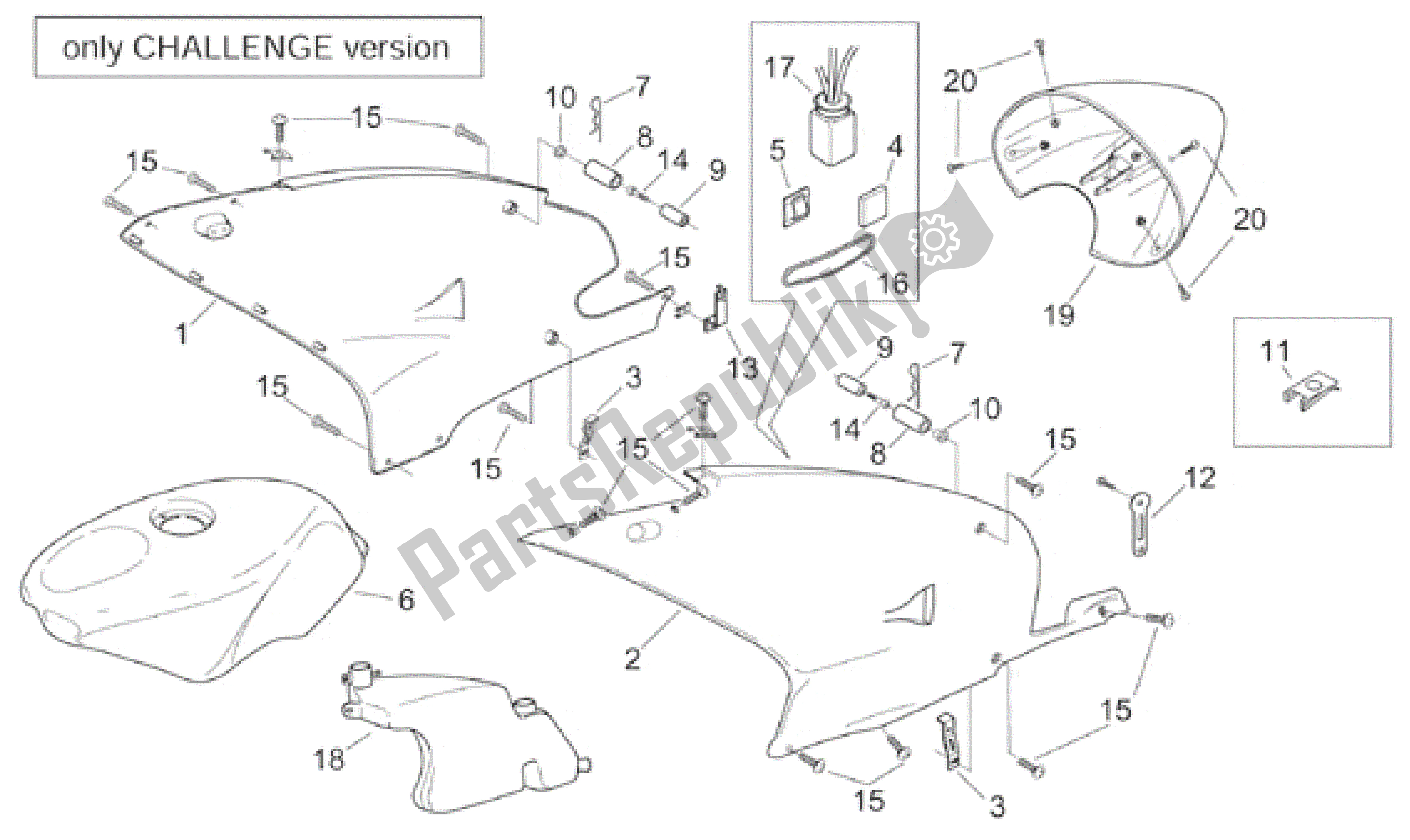 Tutte le parti per il Body Ii - Versione Sfida del Aprilia RS 250 1998 - 2001