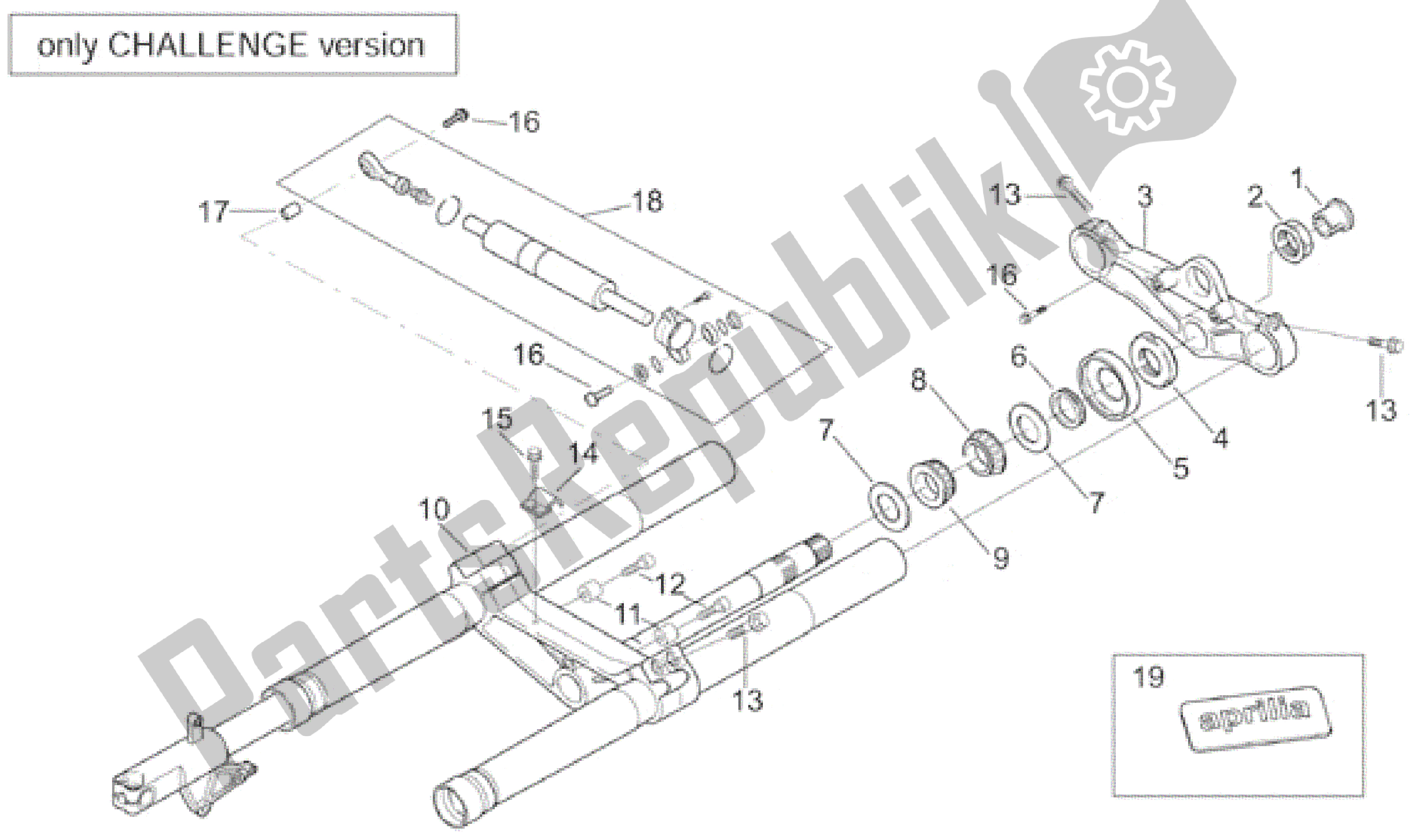 All parts for the Front Fork - Challenge Version of the Aprilia RS 250 1998 - 2001