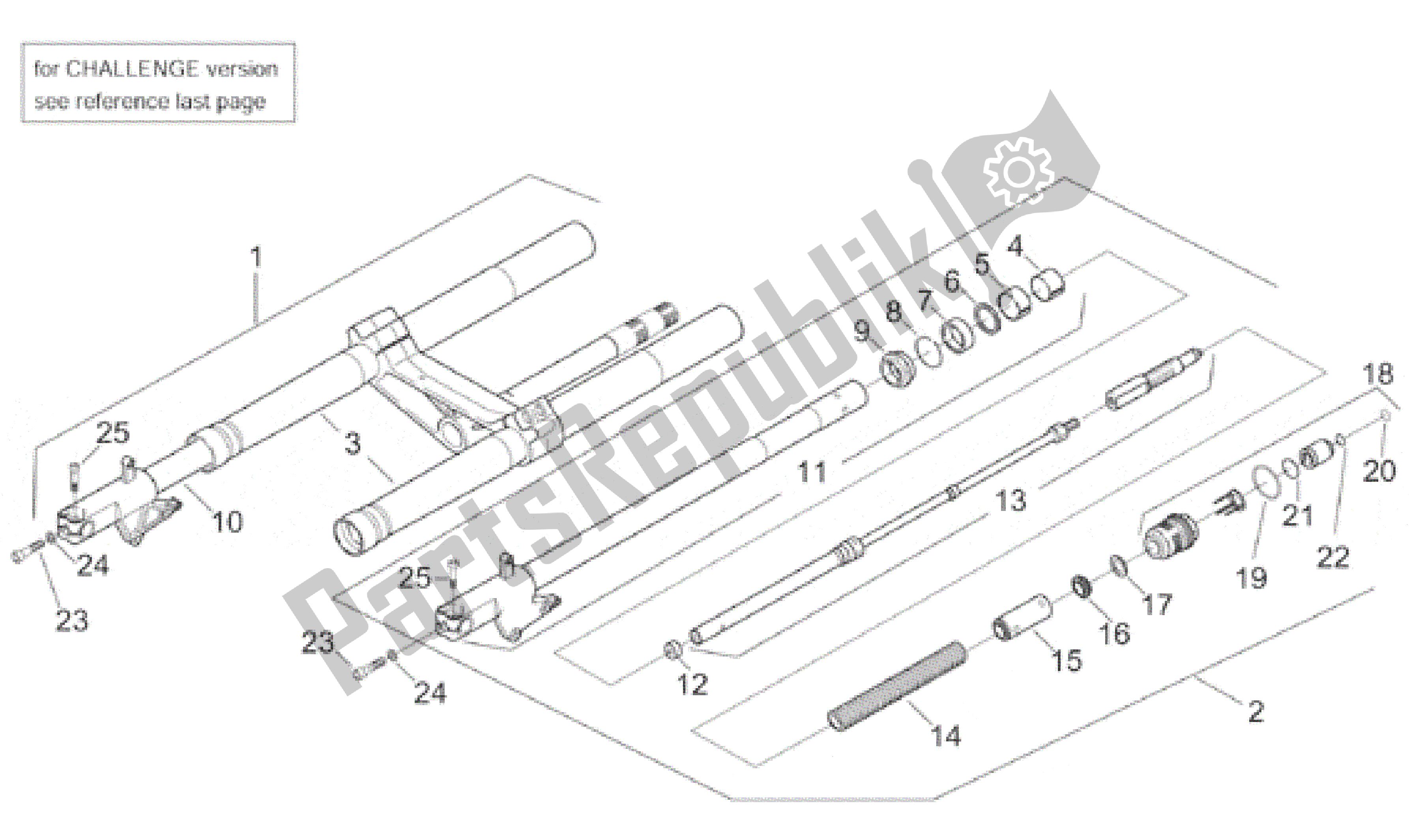 All parts for the Front Fork Ii of the Aprilia RS 250 1998 - 2001