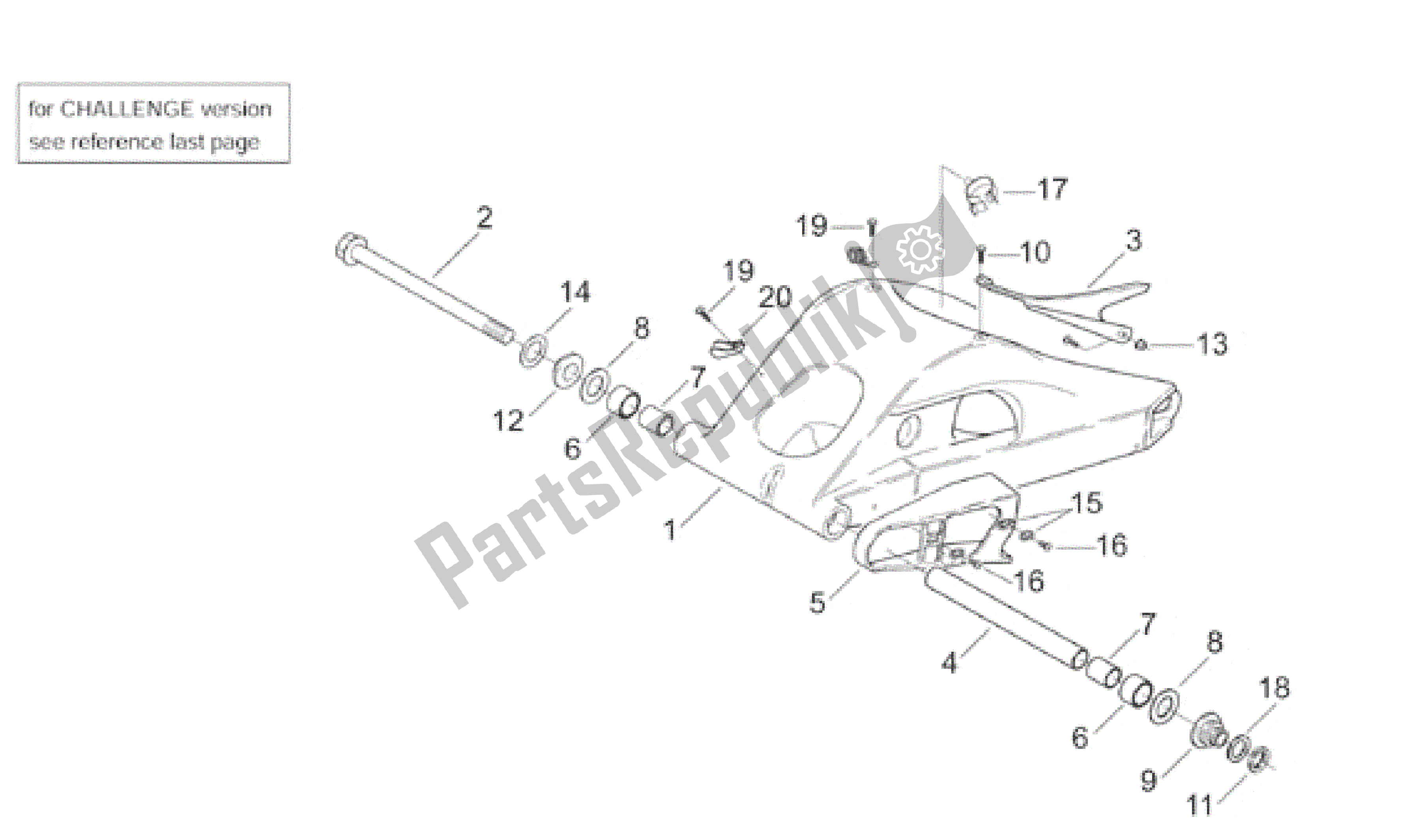 All parts for the Swing Arm of the Aprilia RS 250 1998 - 2001