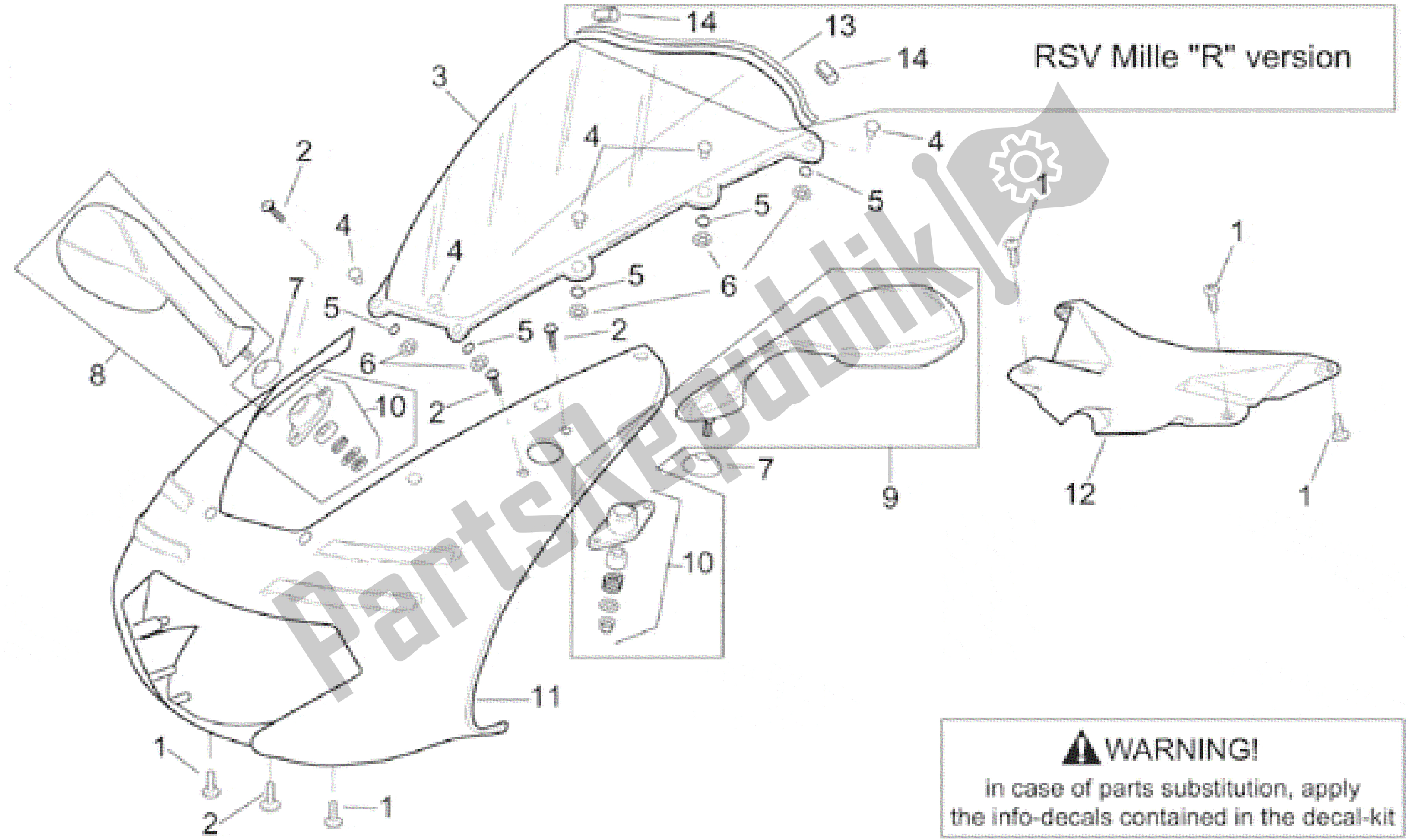 Tutte le parti per il Corpo Anteriore - Carenatura Anteriore del Aprilia RSV Mille R 3901 1000 2001 - 2002