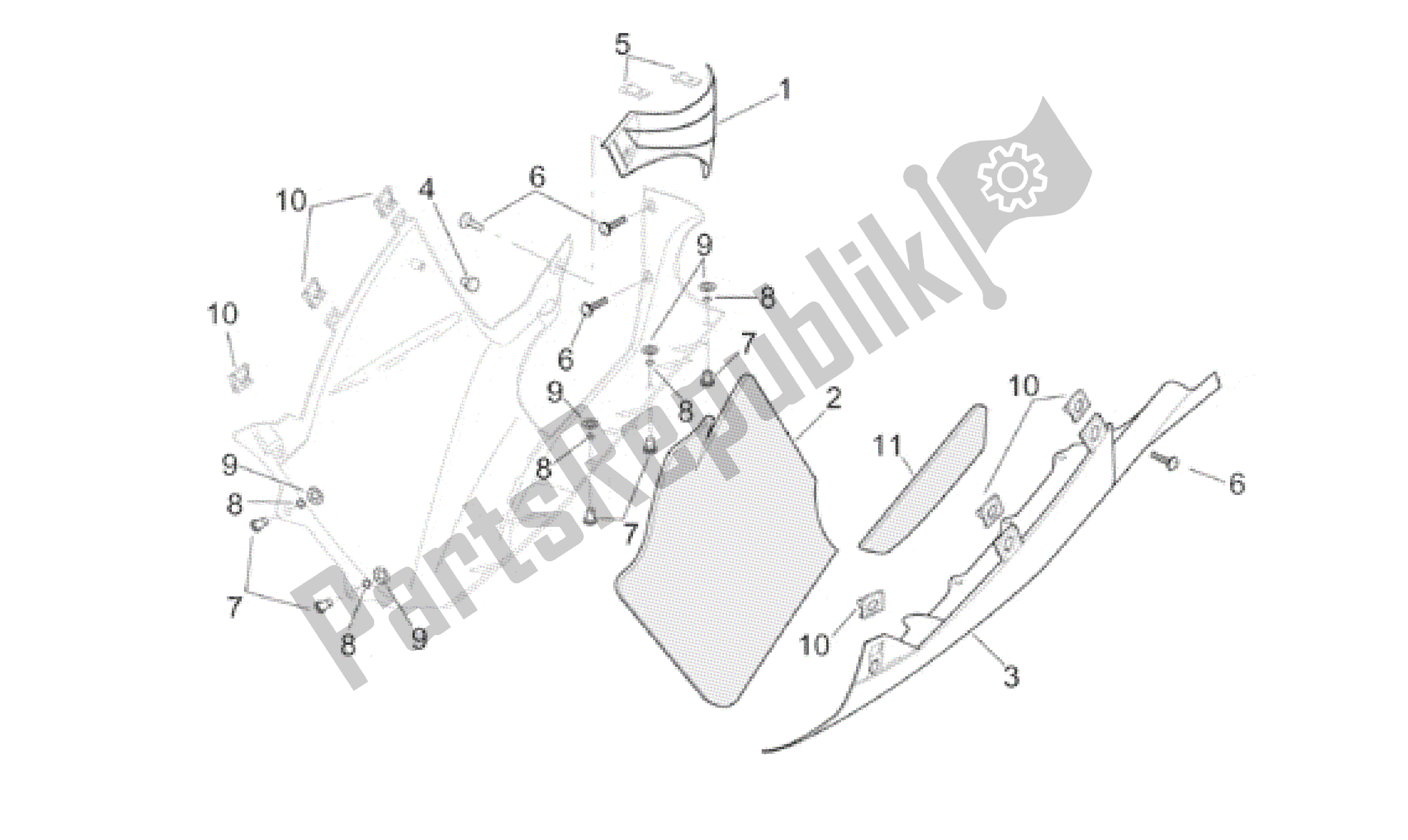 Tutte le parti per il Corpo Centrale - Carene del Aprilia RSV Mille R 3901 1000 2001 - 2002