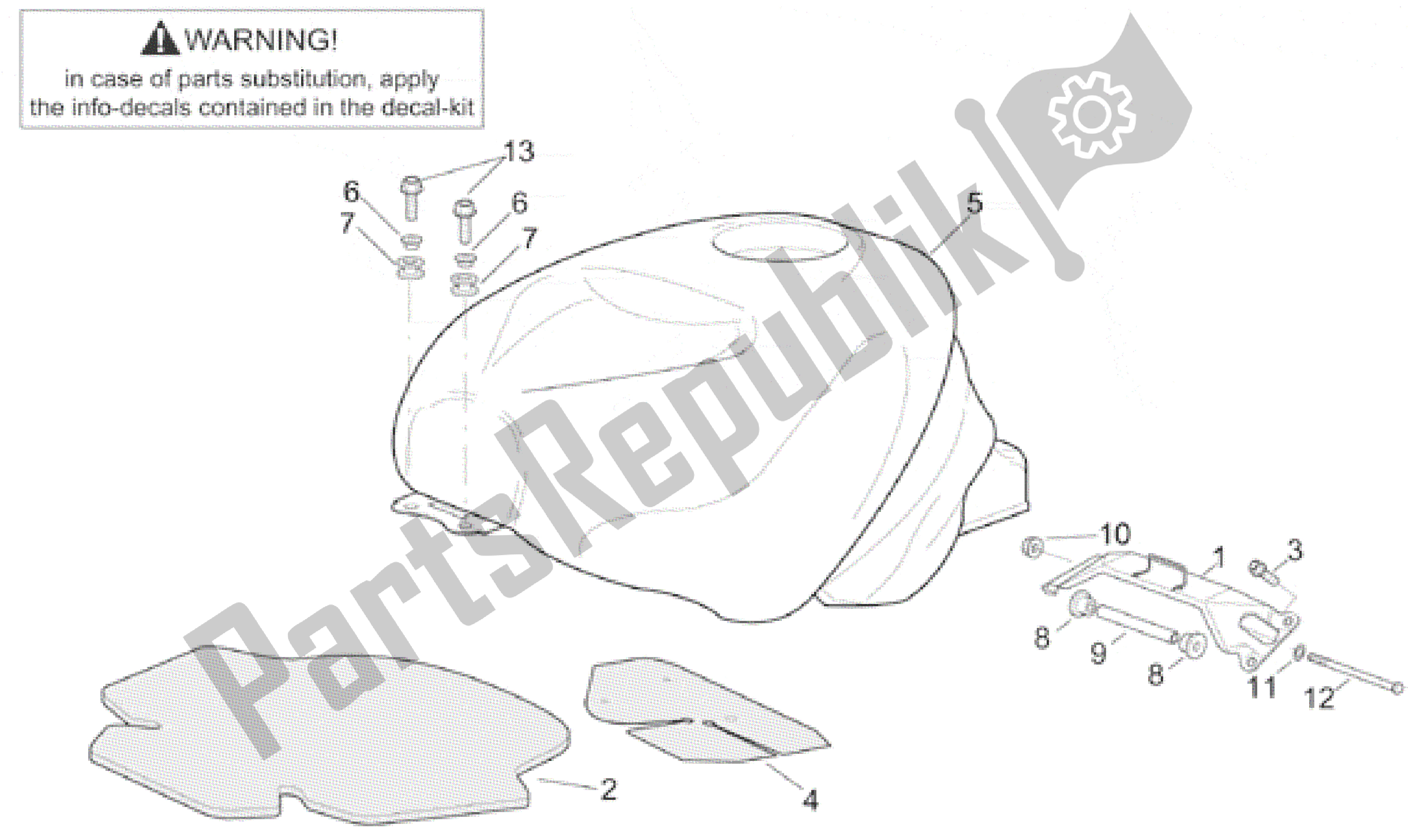 All parts for the Fuel Tank I of the Aprilia RSV Mille R 3901 1000 2001 - 2002