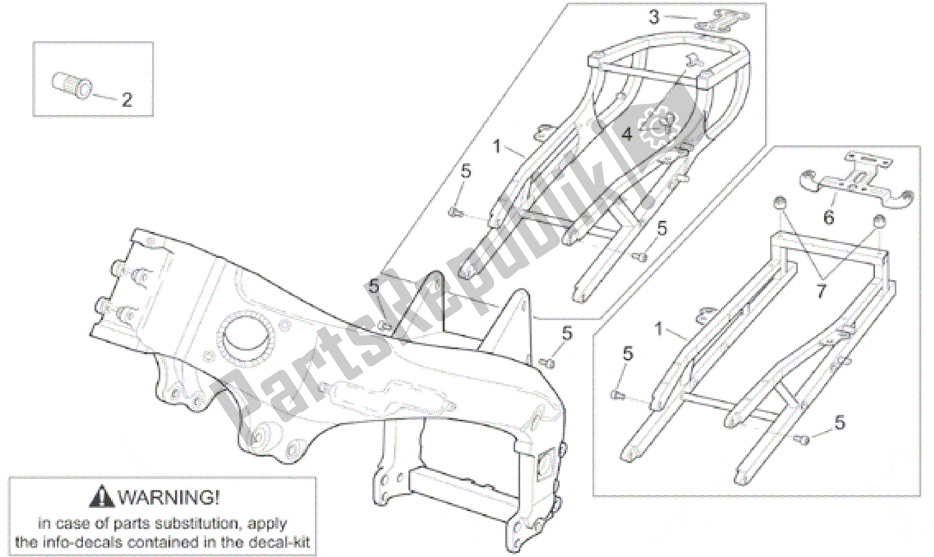 Alle onderdelen voor de Kader I van de Aprilia RSV Mille R 3901 1000 2001 - 2002