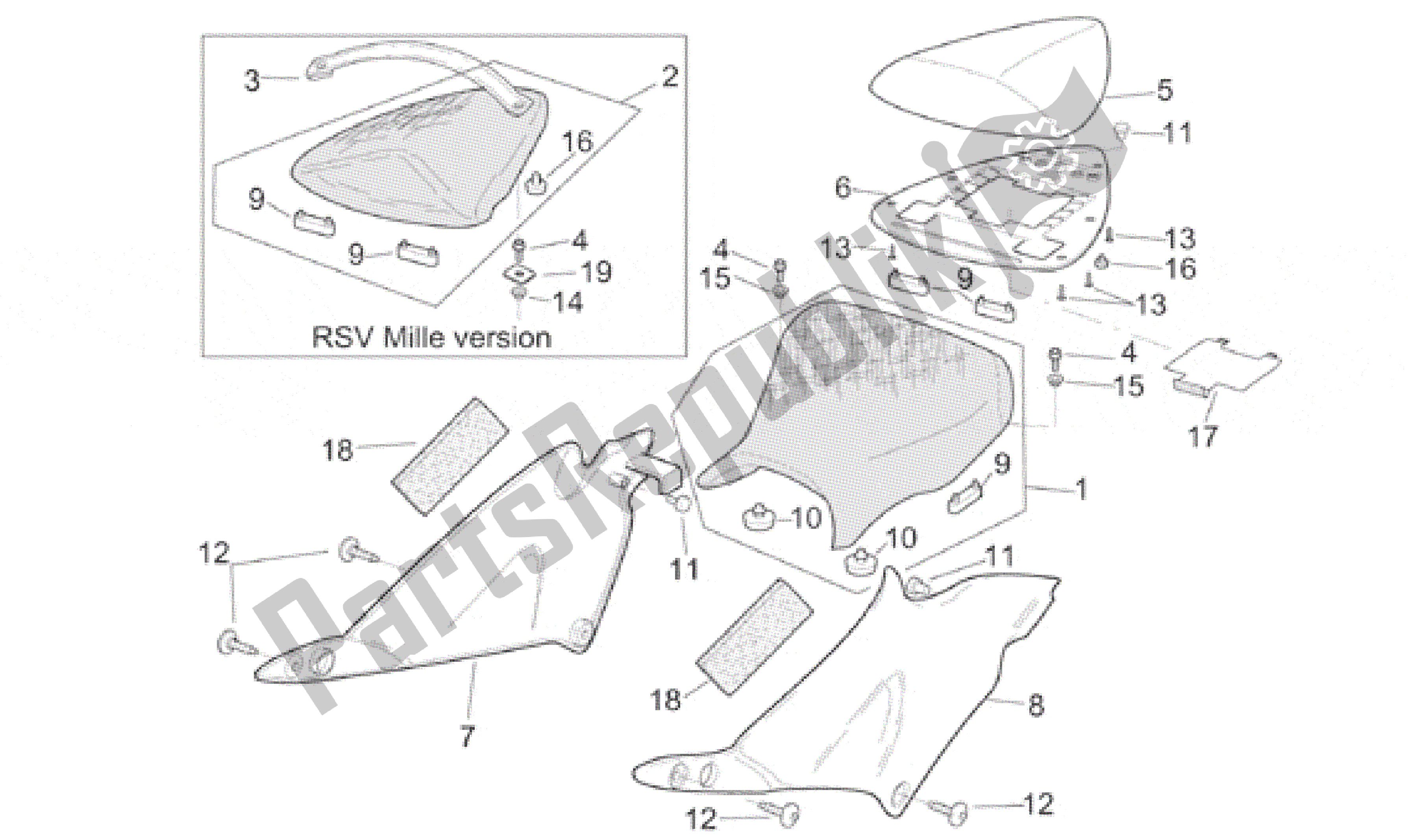 Toutes les pièces pour le Selle du Aprilia RSV Mille R 3901 1000 2001 - 2002