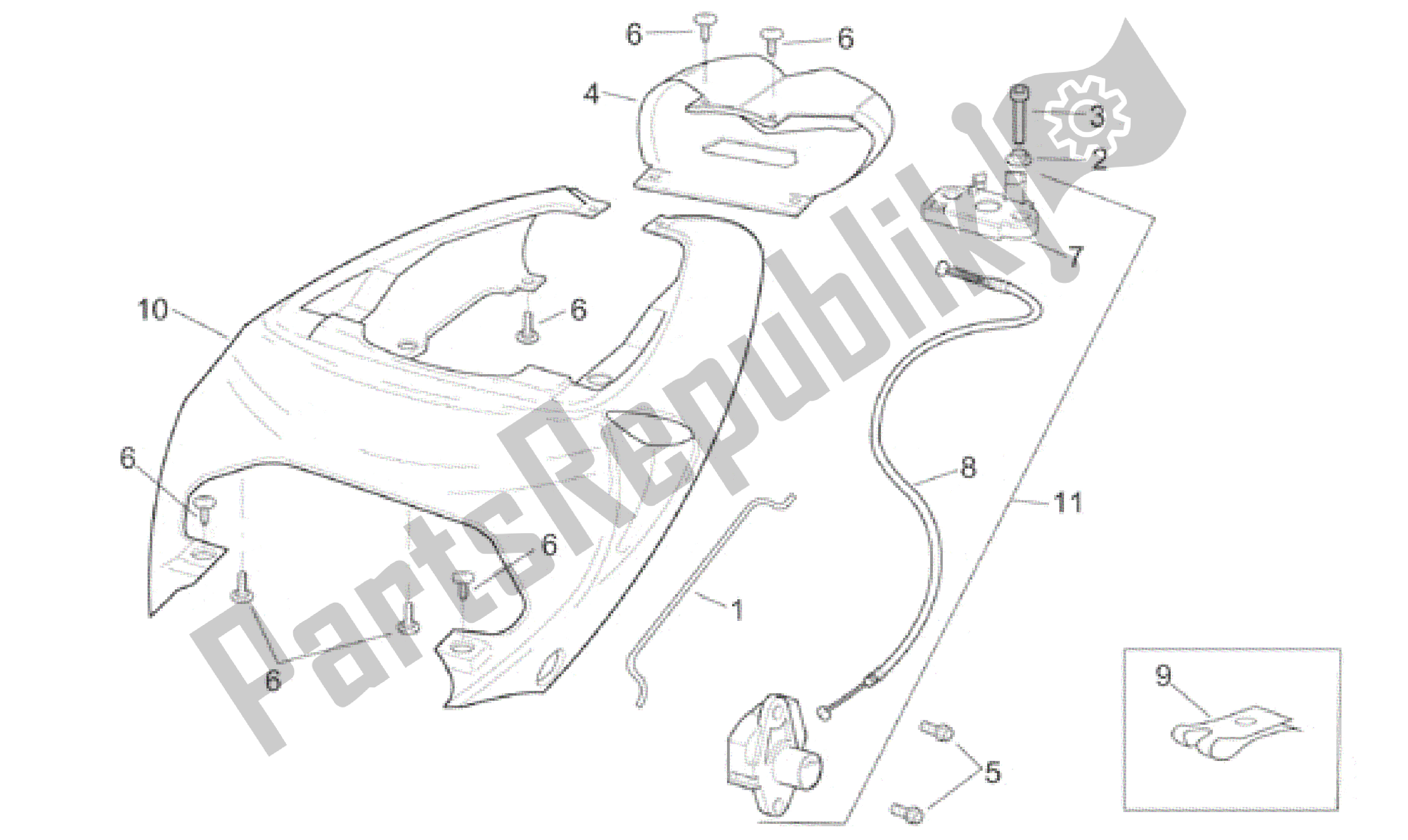 Tutte le parti per il Corpo Posteriore - Carenatura Posteriore del Aprilia RSV Mille R 3901 1000 2001 - 2002