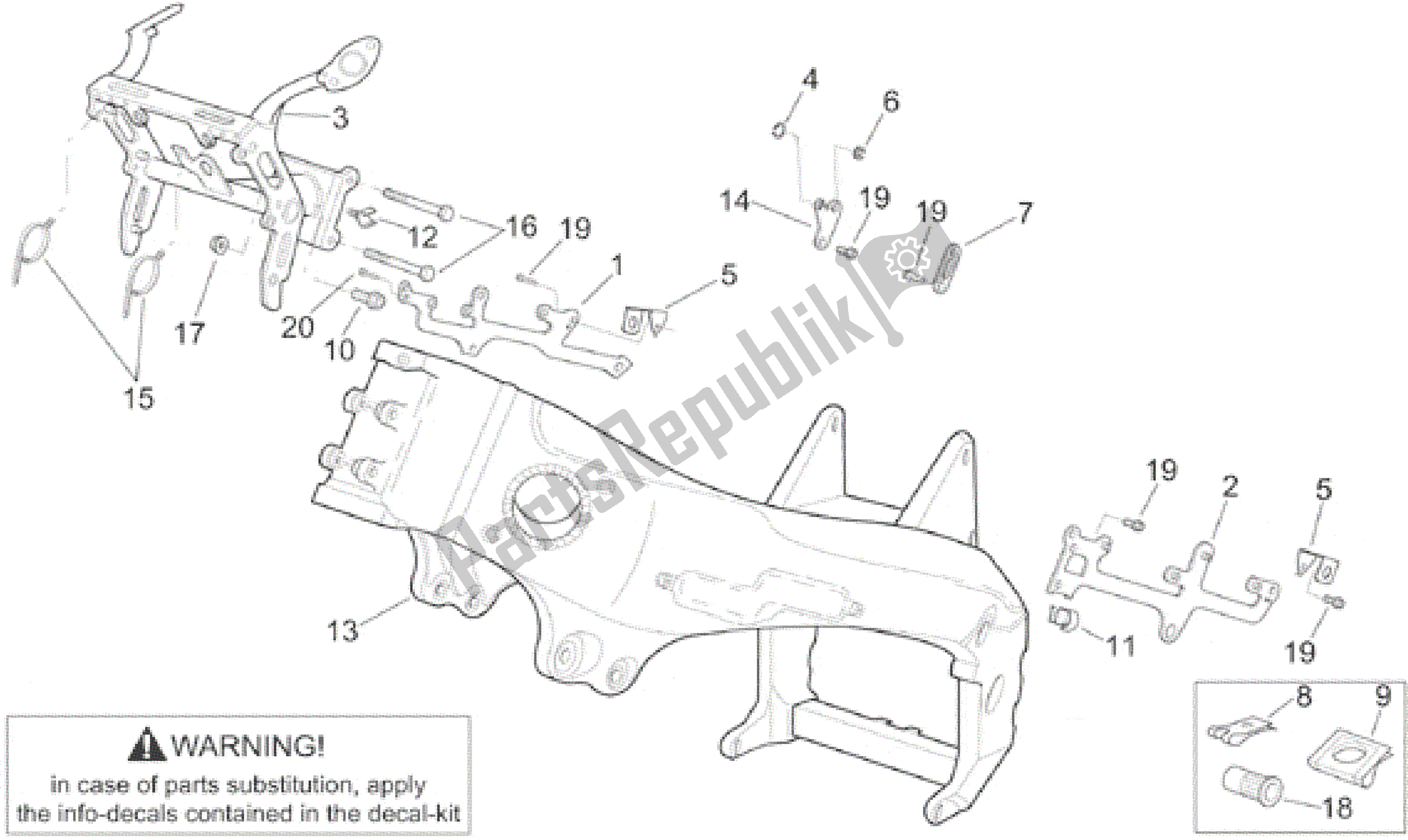 Todas as partes de Quadro Ii do Aprilia RSV Mille R 3901 1000 2001 - 2002