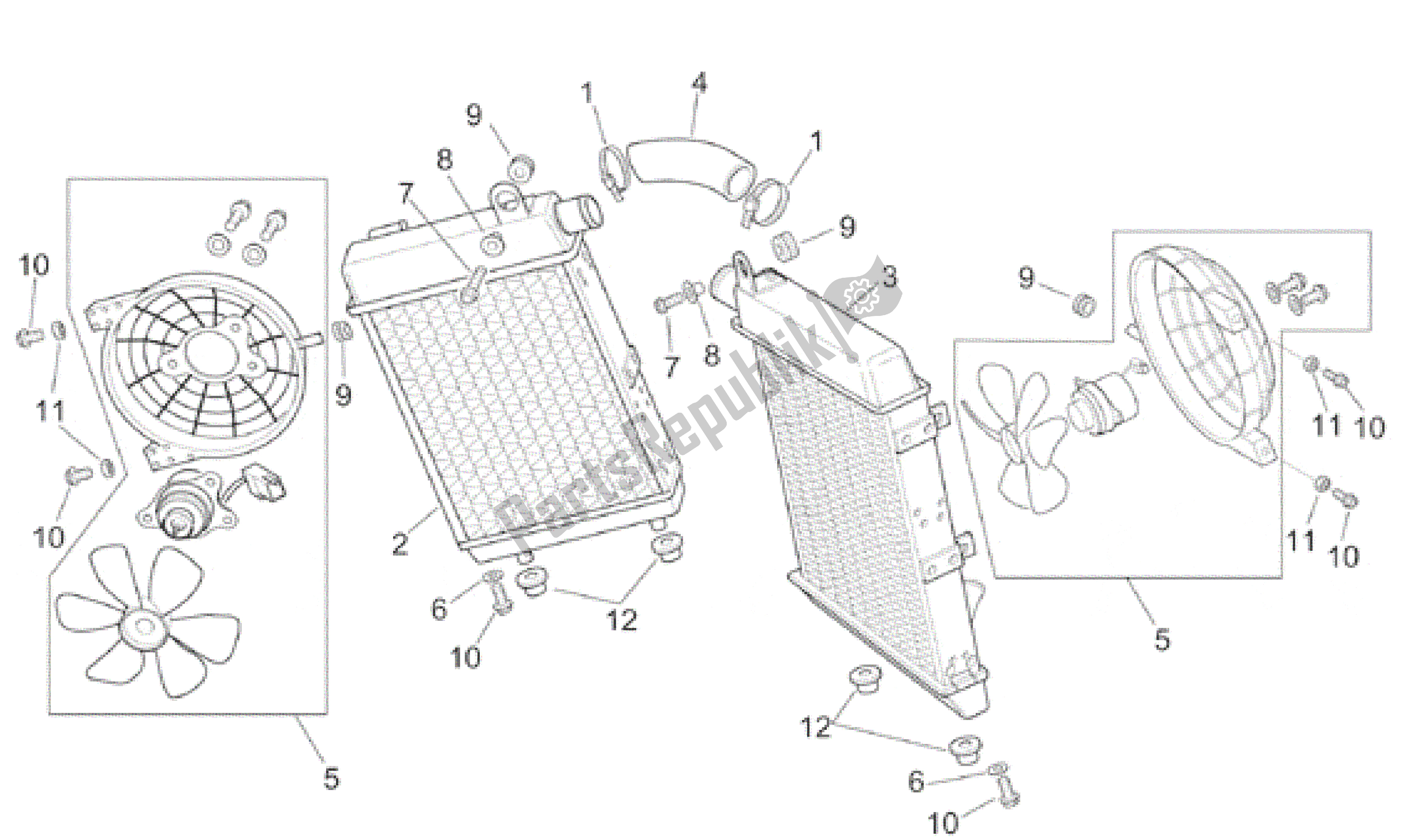 All parts for the Water Coolers of the Aprilia RSV Mille R 3901 1000 2001 - 2002