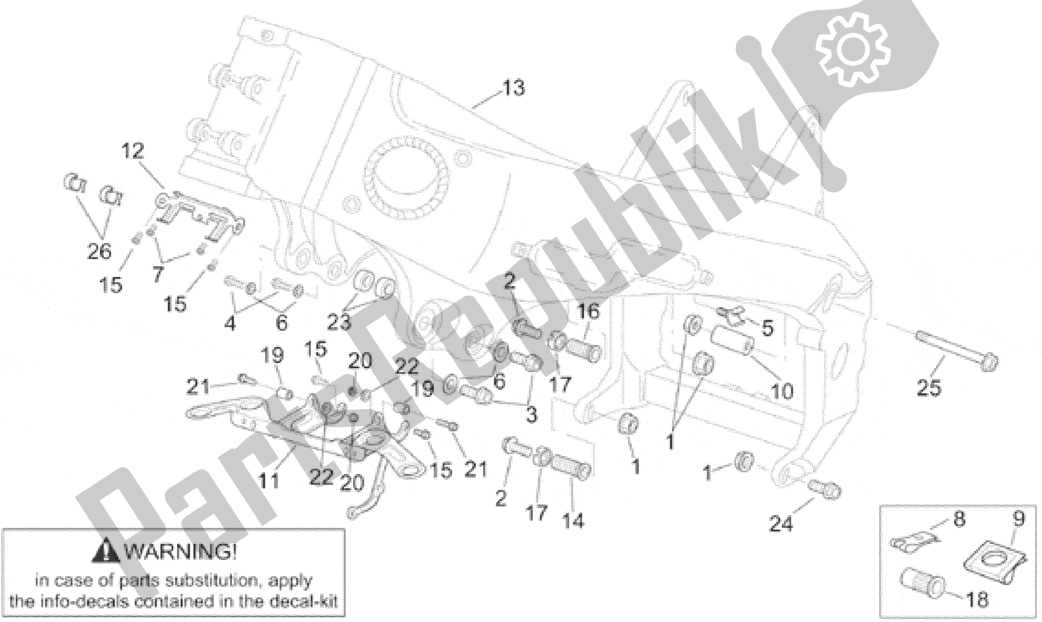 All parts for the Frame Iii of the Aprilia RSV Mille R 3901 1000 2001 - 2002
