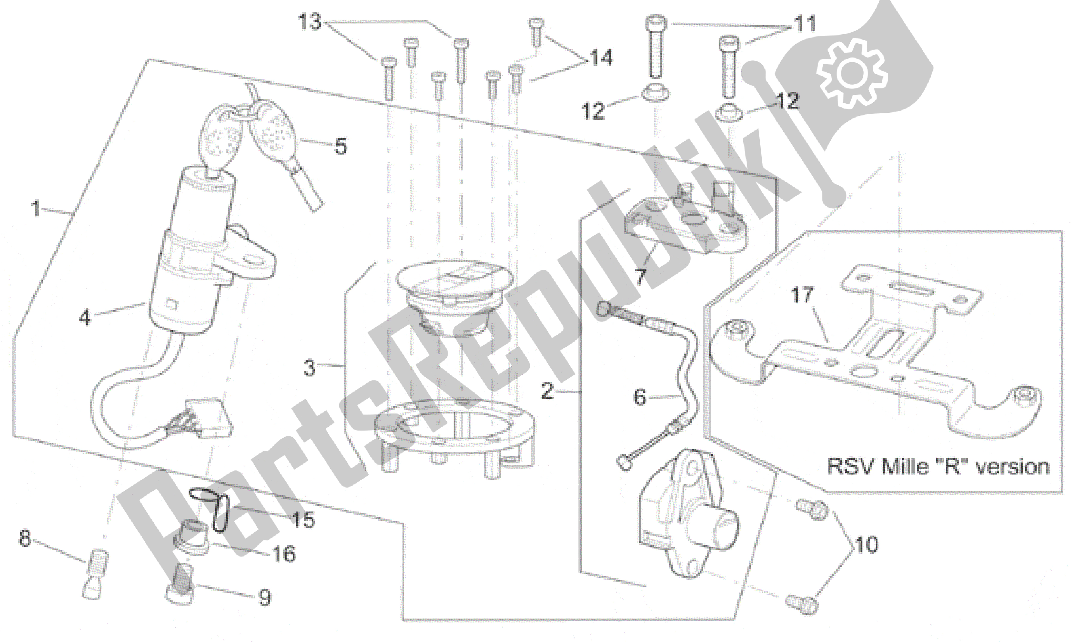 Toutes les pièces pour le Kit De Matériel De Verrouillage du Aprilia RSV Mille R 3901 1000 2001 - 2002