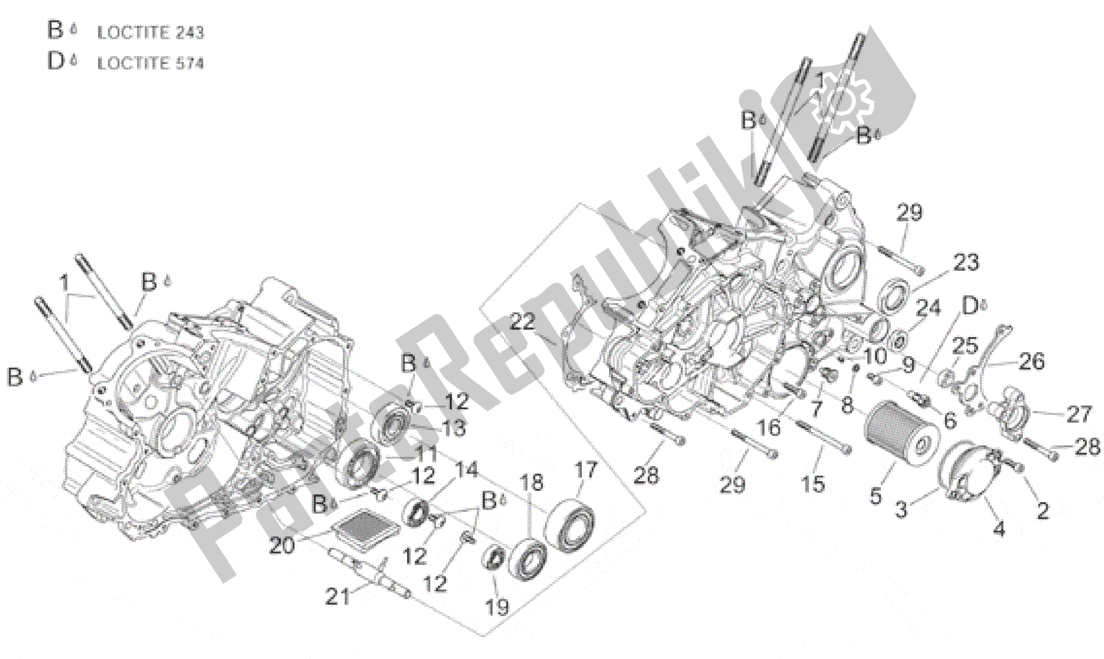 Alle Teile für das Kurbelgehäuse Ii des Aprilia RSV Mille R 3901 1000 2001 - 2002