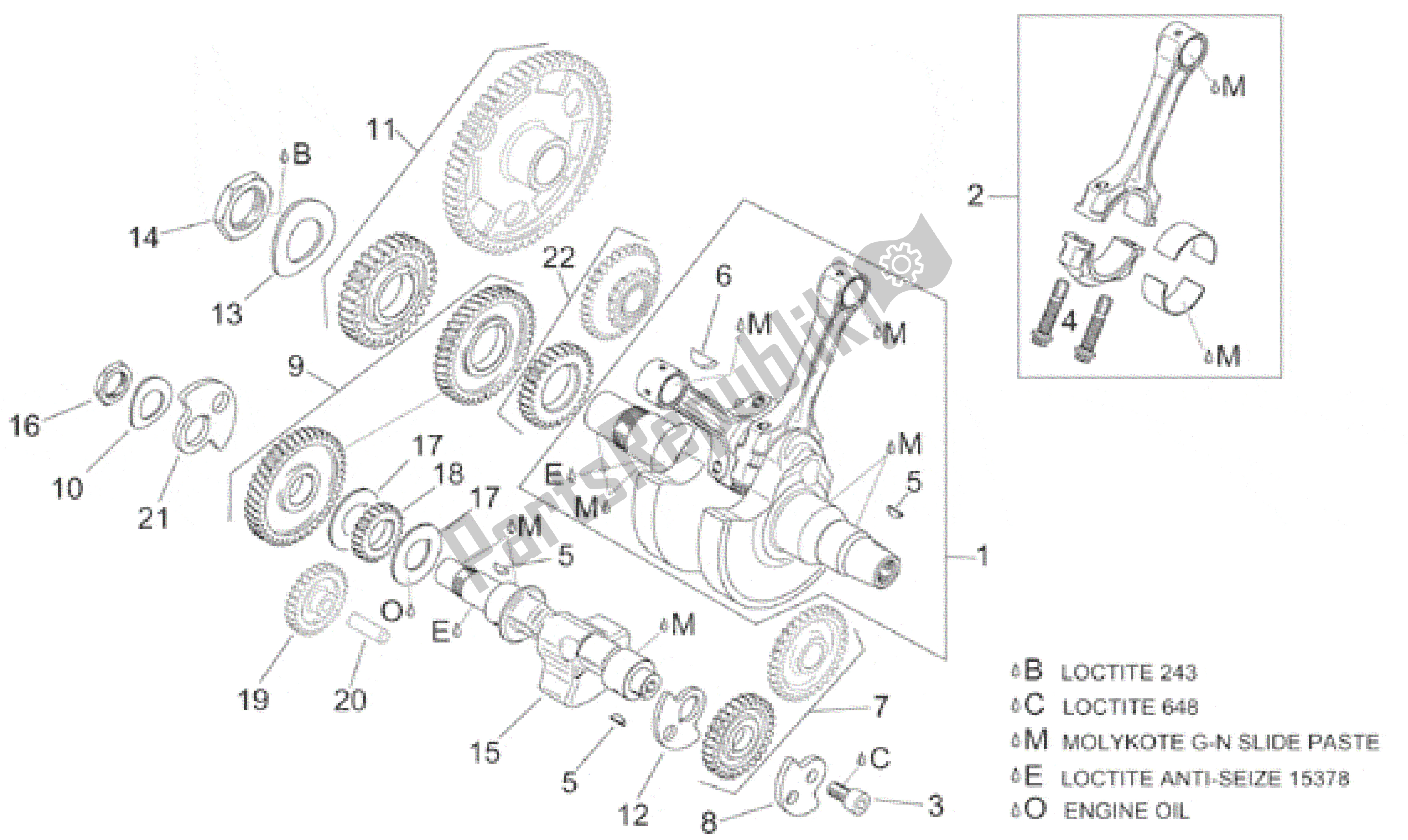 All parts for the Crankshaft I of the Aprilia RSV Mille R 3901 1000 2001 - 2002