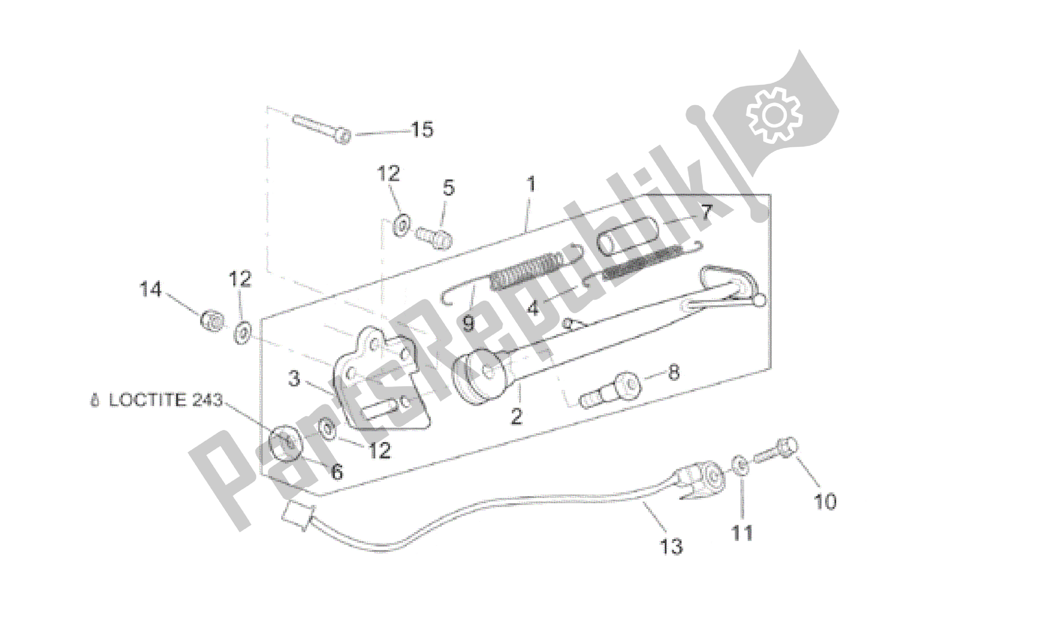 All parts for the Central Stand of the Aprilia RSV Mille R 3901 1000 2001 - 2002