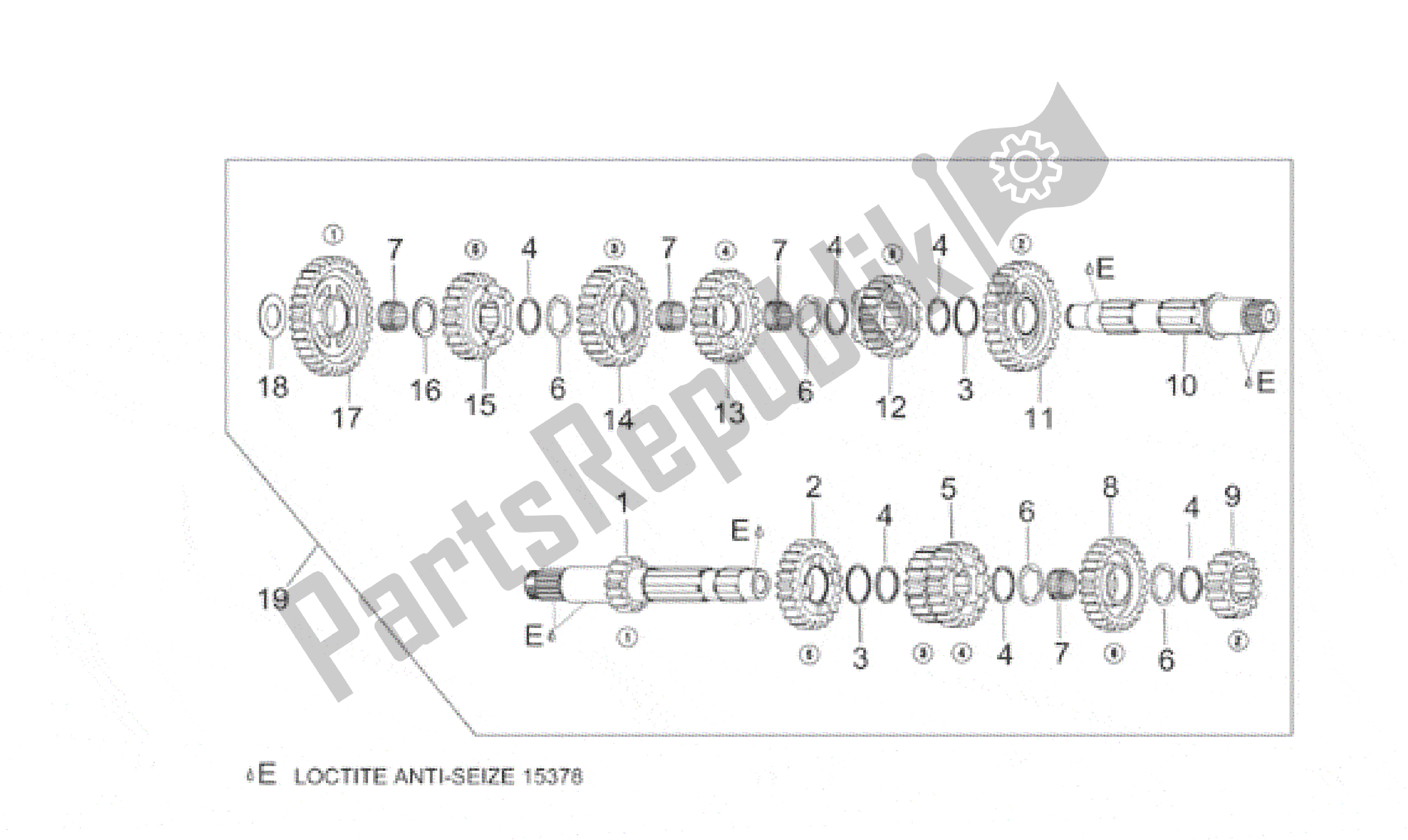 Alle onderdelen voor de Versnellingsbak van de Aprilia RSV Mille R 3901 1000 2001 - 2002