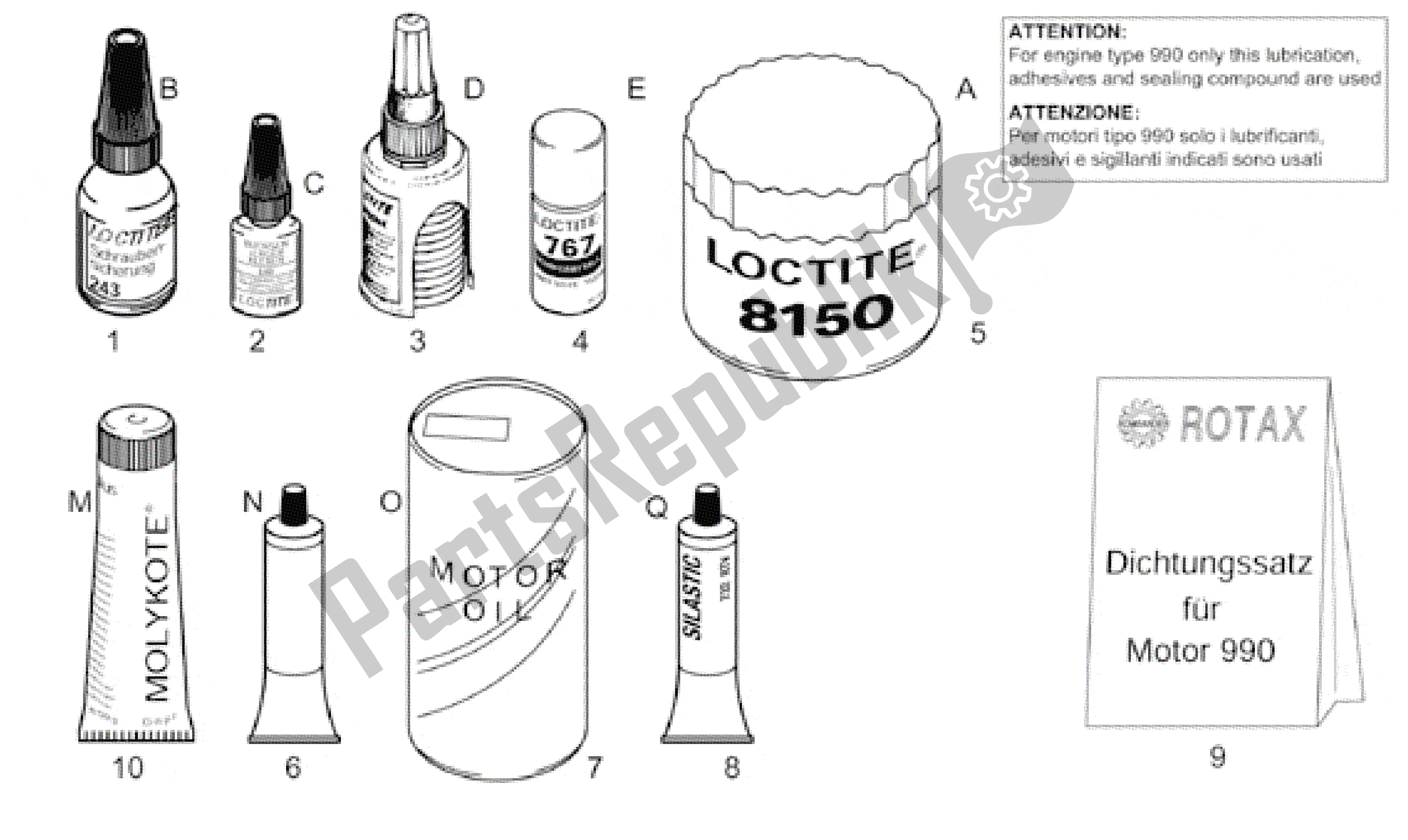 All parts for the Sealing And Lubricating Agents of the Aprilia RSV Mille R 3901 1000 2001 - 2002