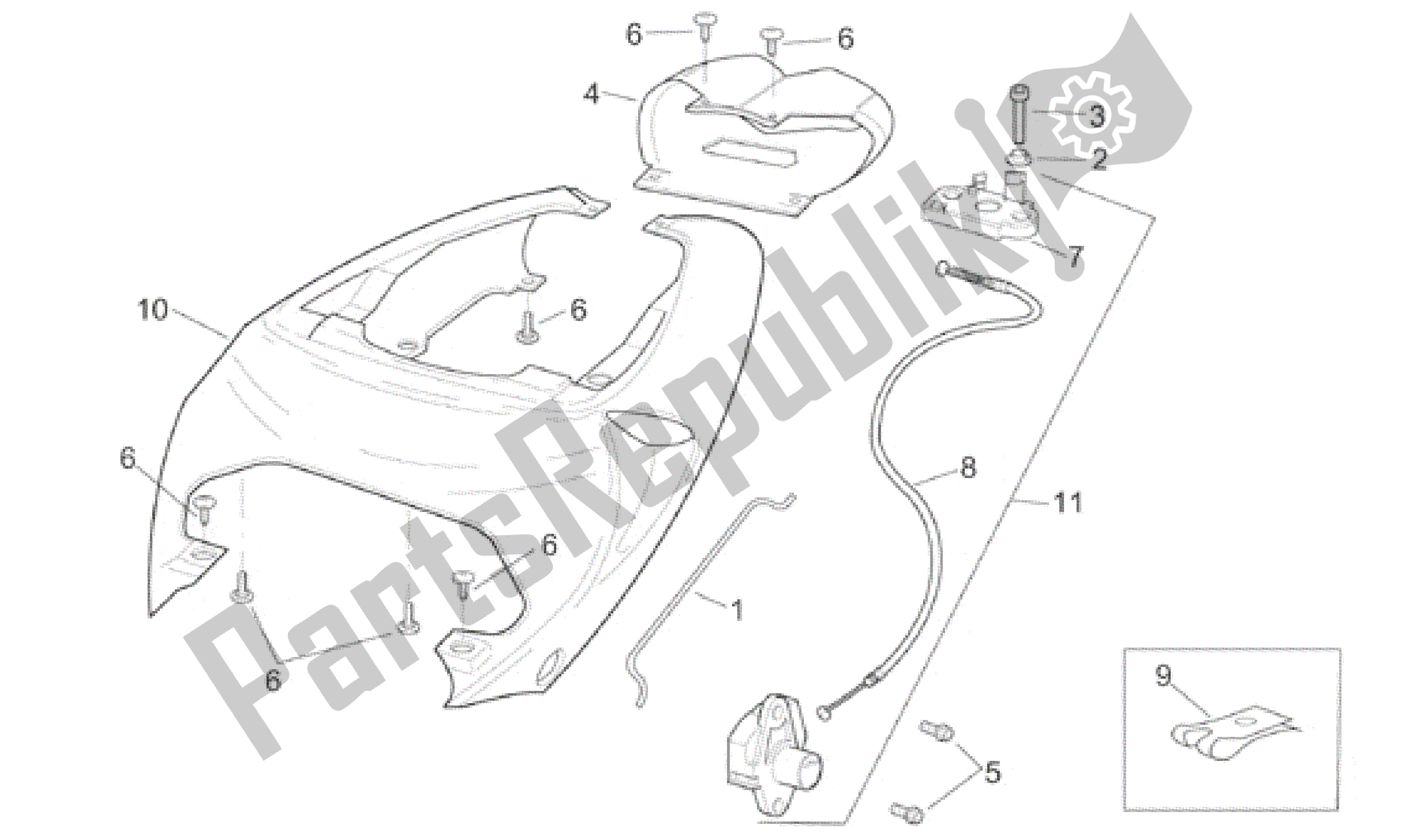 All parts for the Rear Body - Rear Fairing of the Aprilia RSV Mille 3901 1000 2001 - 2002