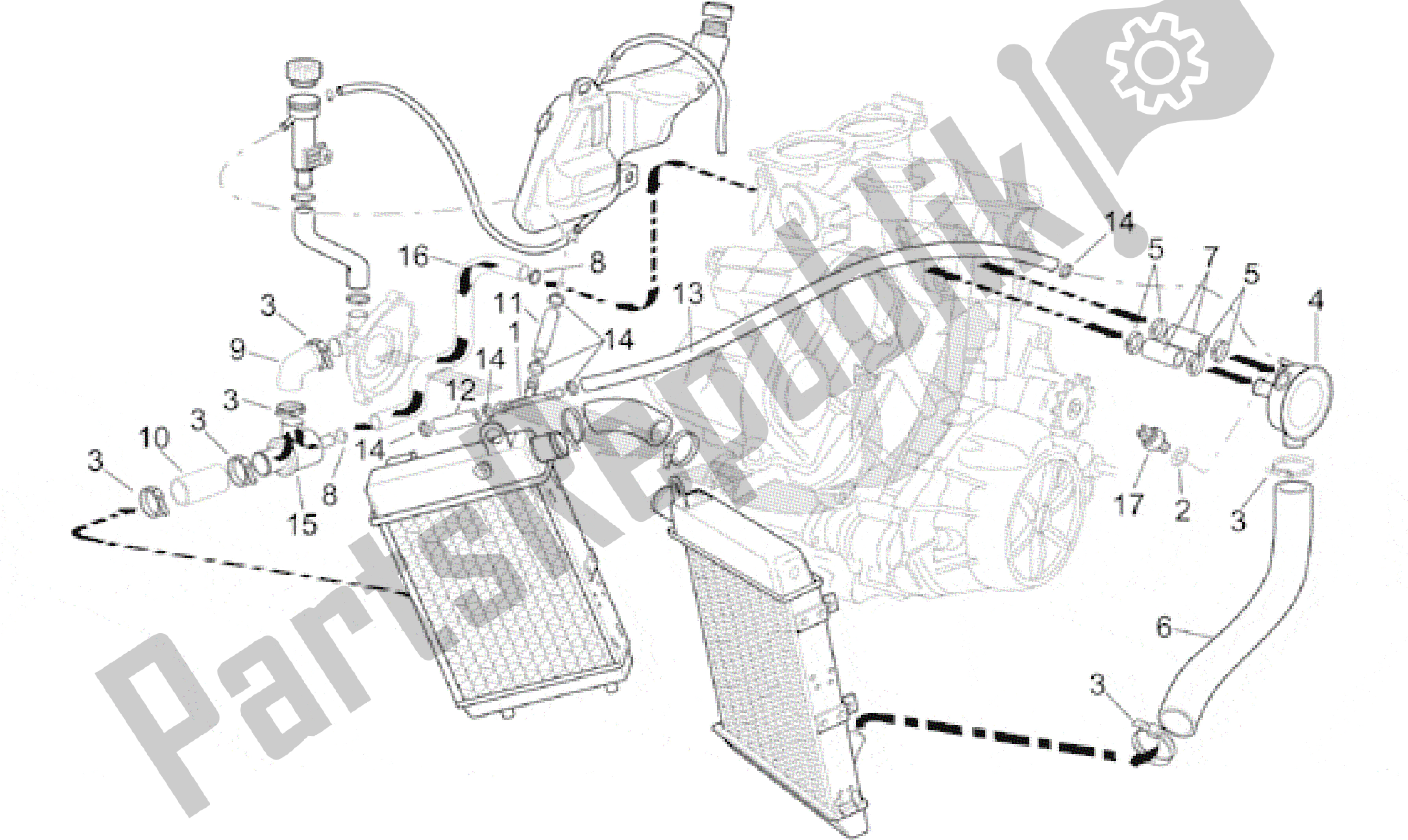 Todas las partes para Sistema De Refrigeración de Aprilia RSV Mille 3901 1000 2001 - 2002