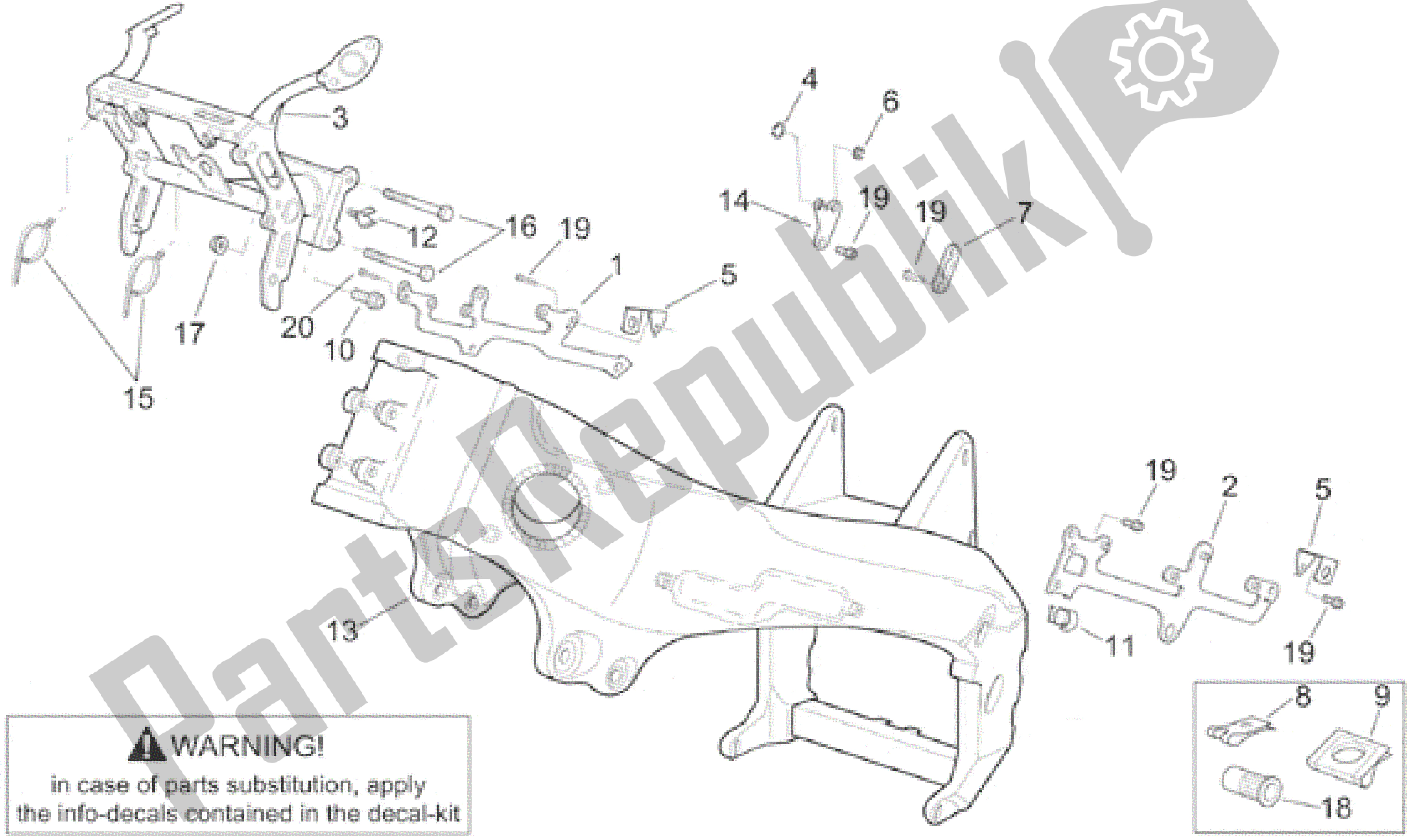 All parts for the Frame Ii of the Aprilia RSV Mille 3901 1000 2001 - 2002