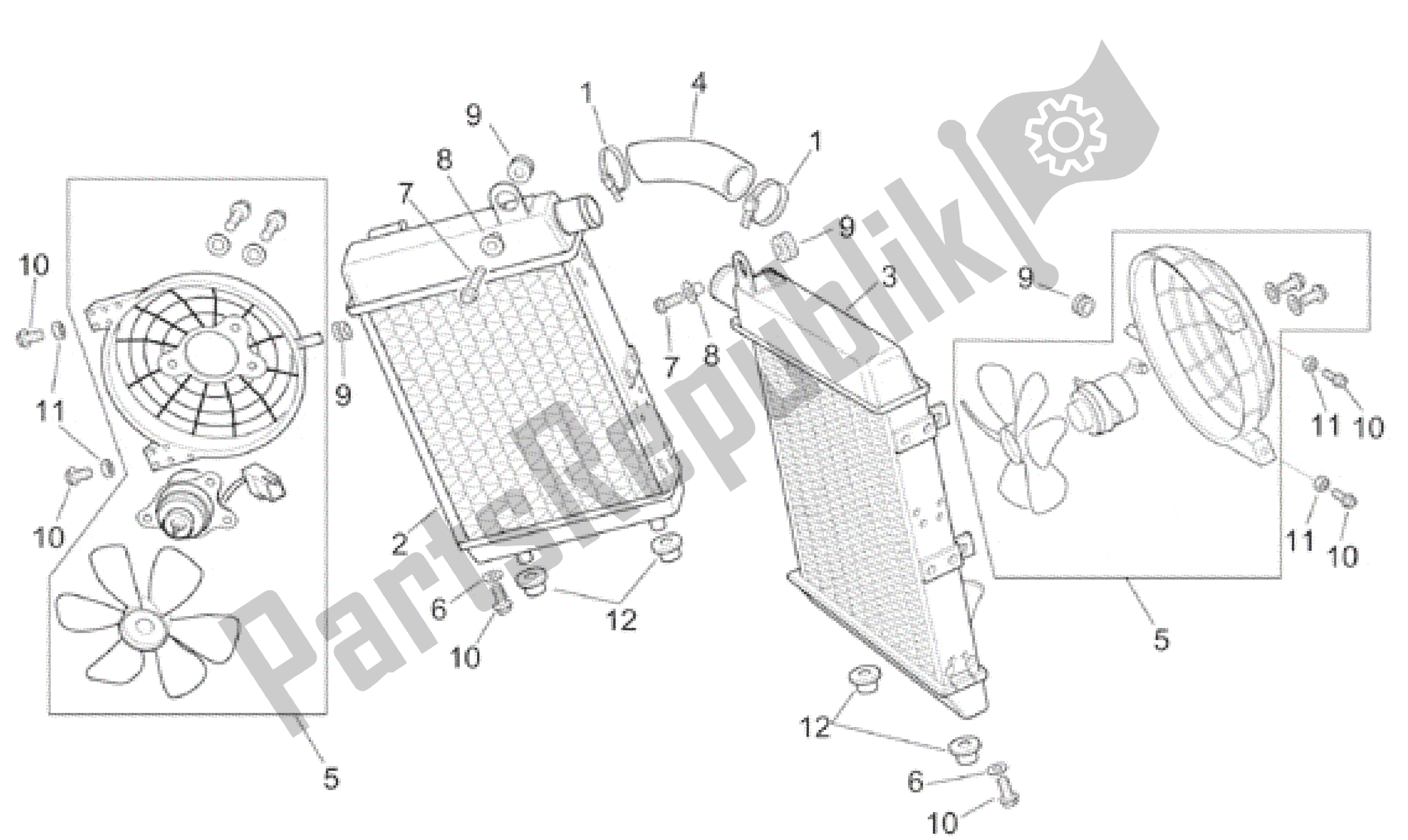 Tutte le parti per il Refrigeratori D'acqua del Aprilia RSV Mille 3901 1000 2001 - 2002