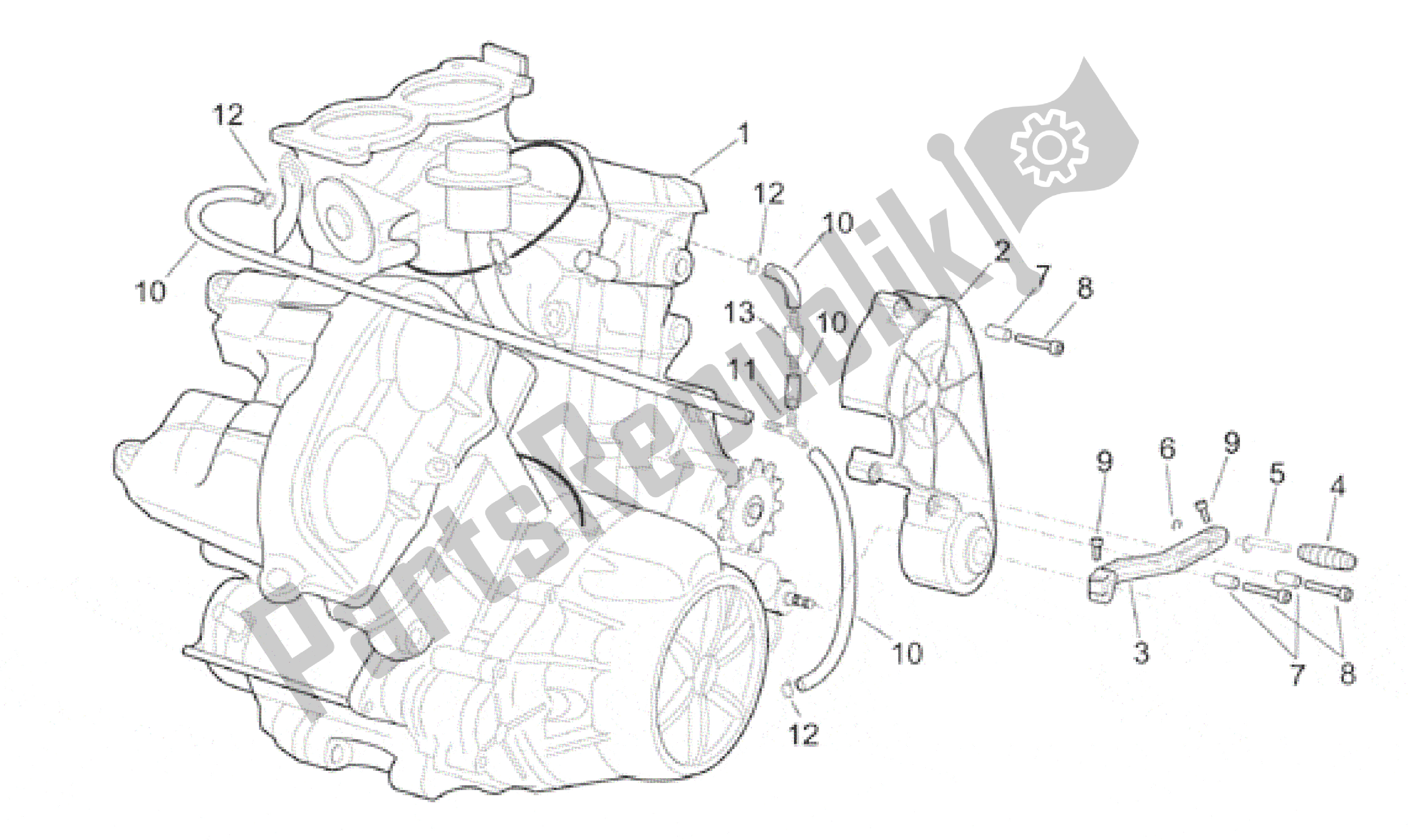 All parts for the Engine of the Aprilia RSV Mille 3901 1000 2001 - 2002